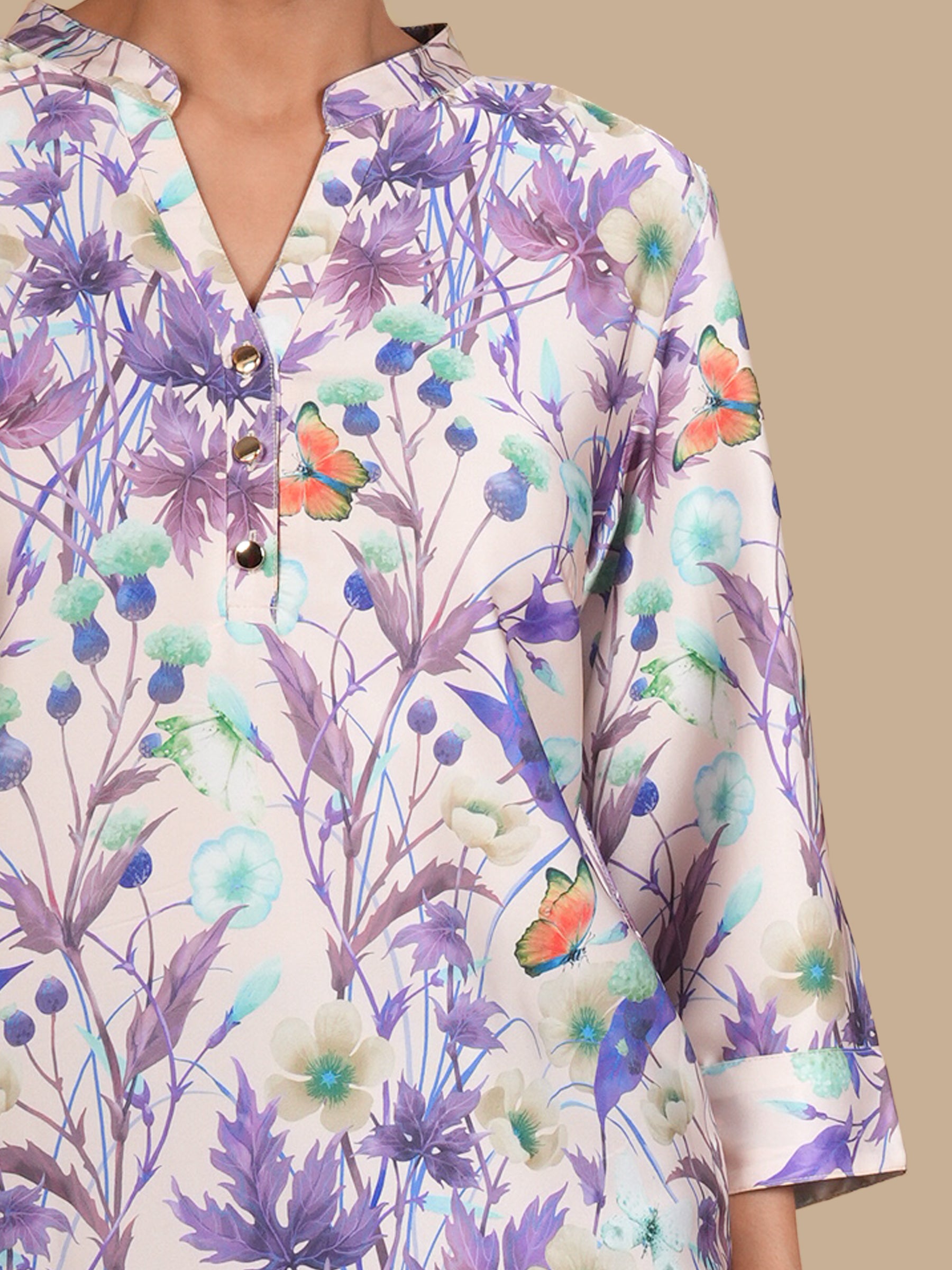 LAVENDER BLOOM SATIN TOP