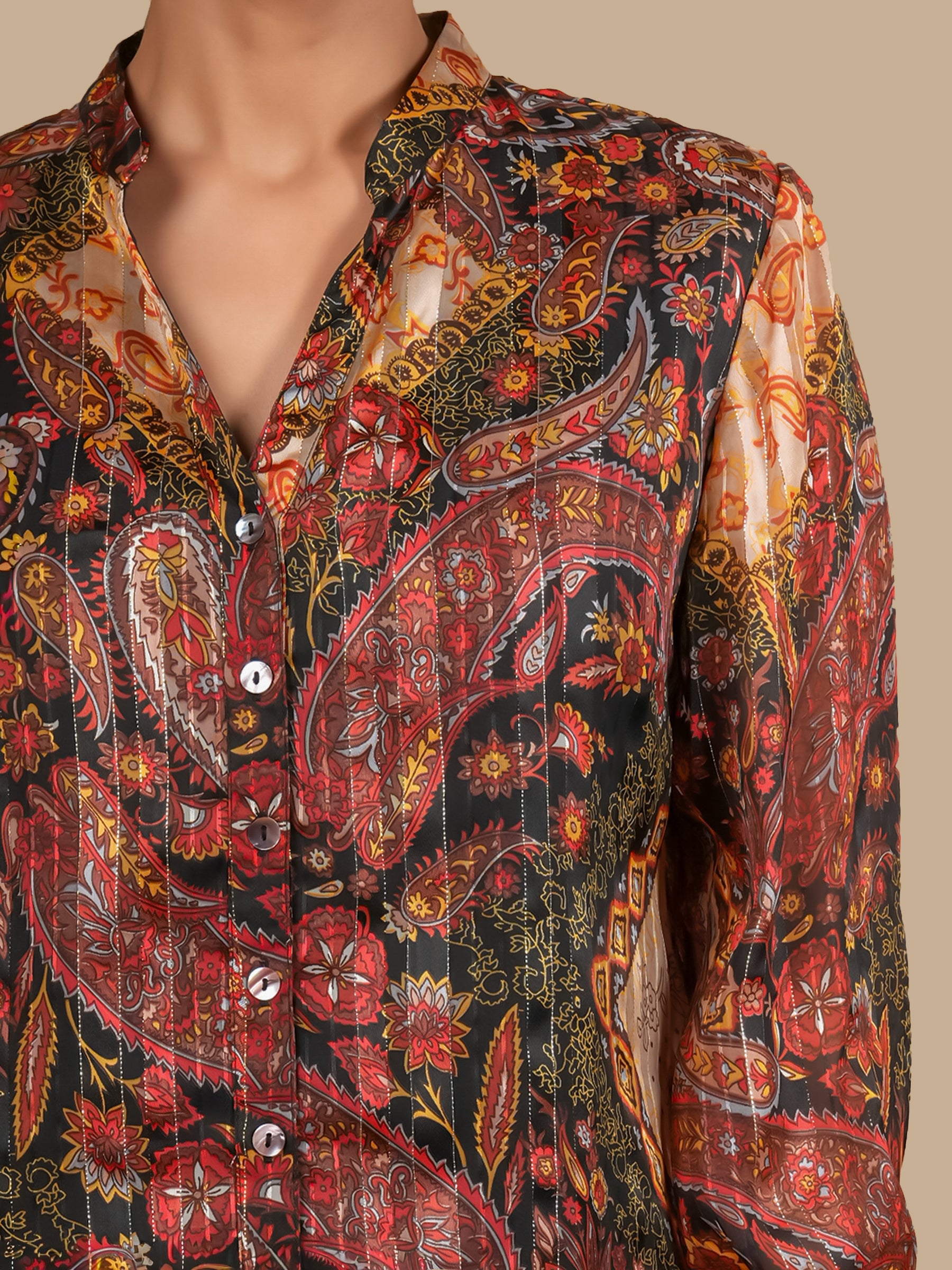 PAISLEY CHIFFON LINED  SHIRT