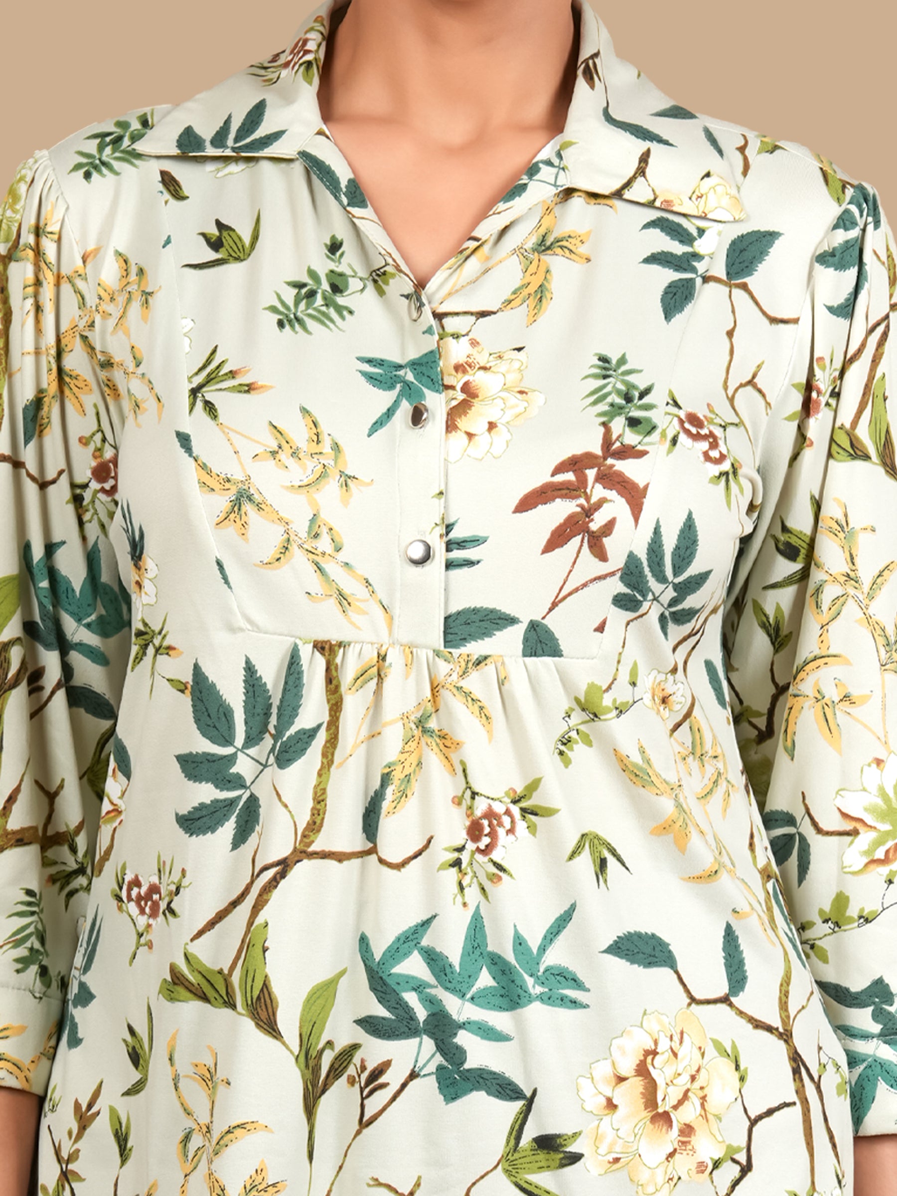 White floral printed shirt