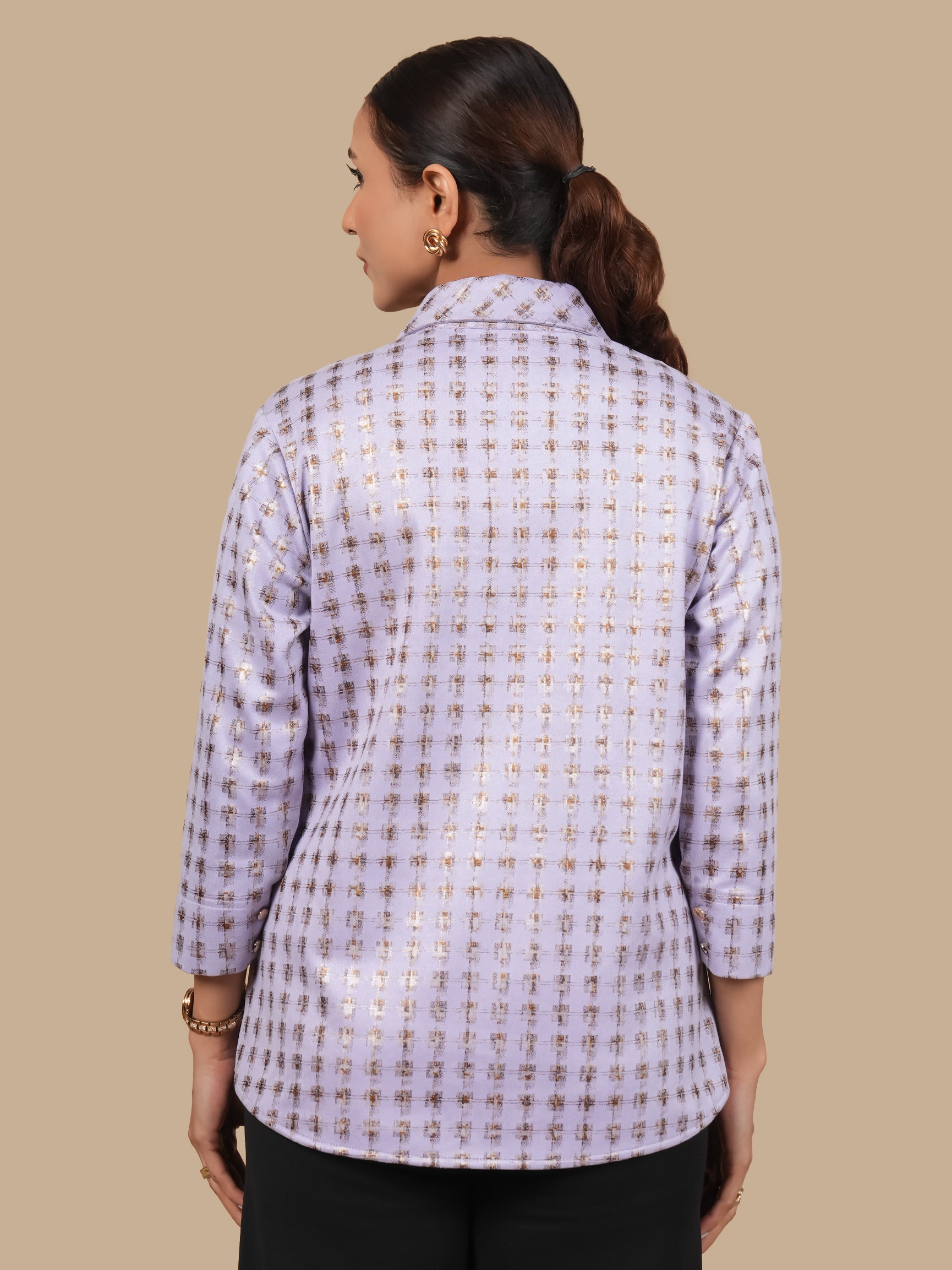 FOIL SMALL CHECK LILAC SHIRT