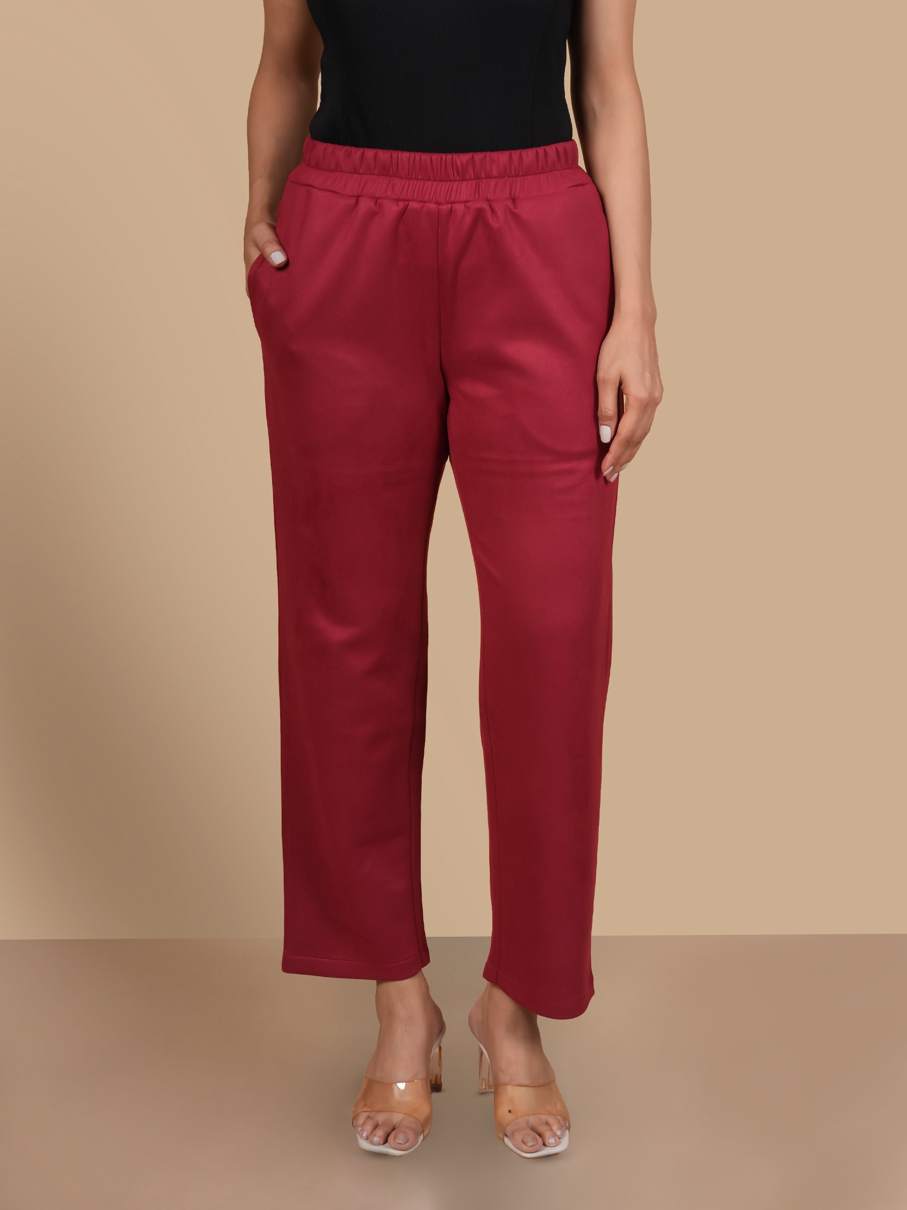 ROSE BEADED SUEDE  RED COORD SET