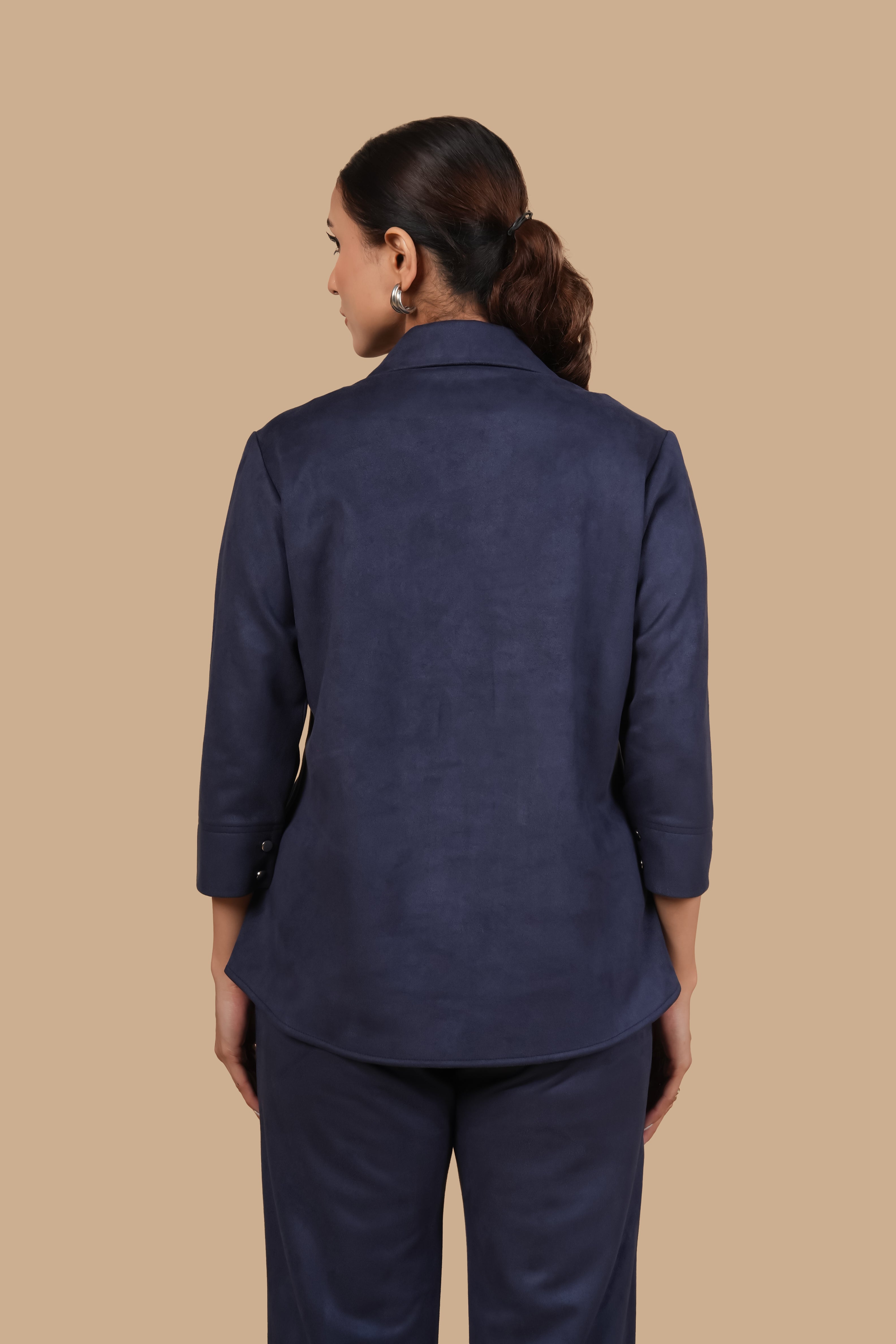 ROSE BEADED SUEDE  NAVY COORD SET