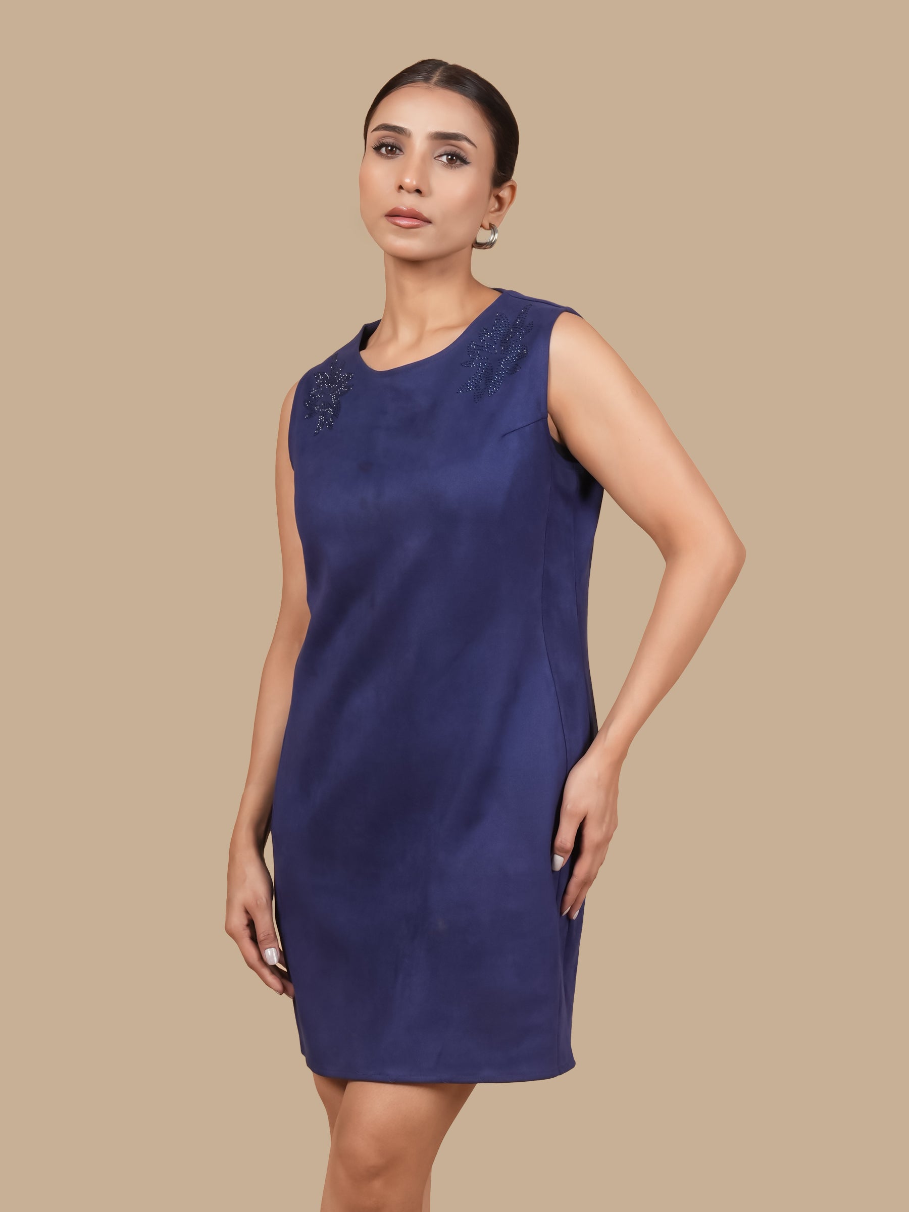 FRINGE SWAROSVKI NAVY  SHRUG