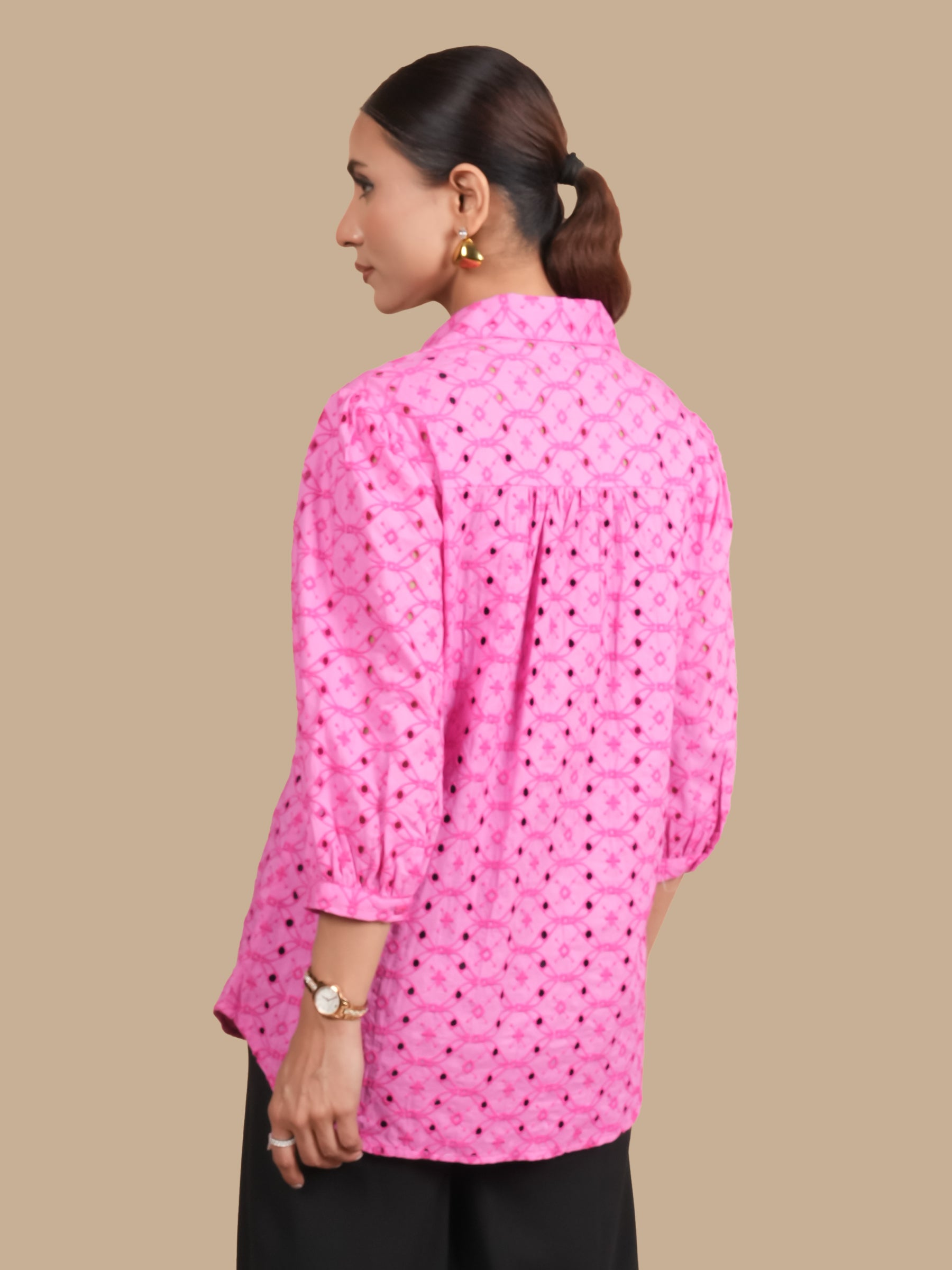 PINK SCHIFFLI  EMBROIDERY TOP