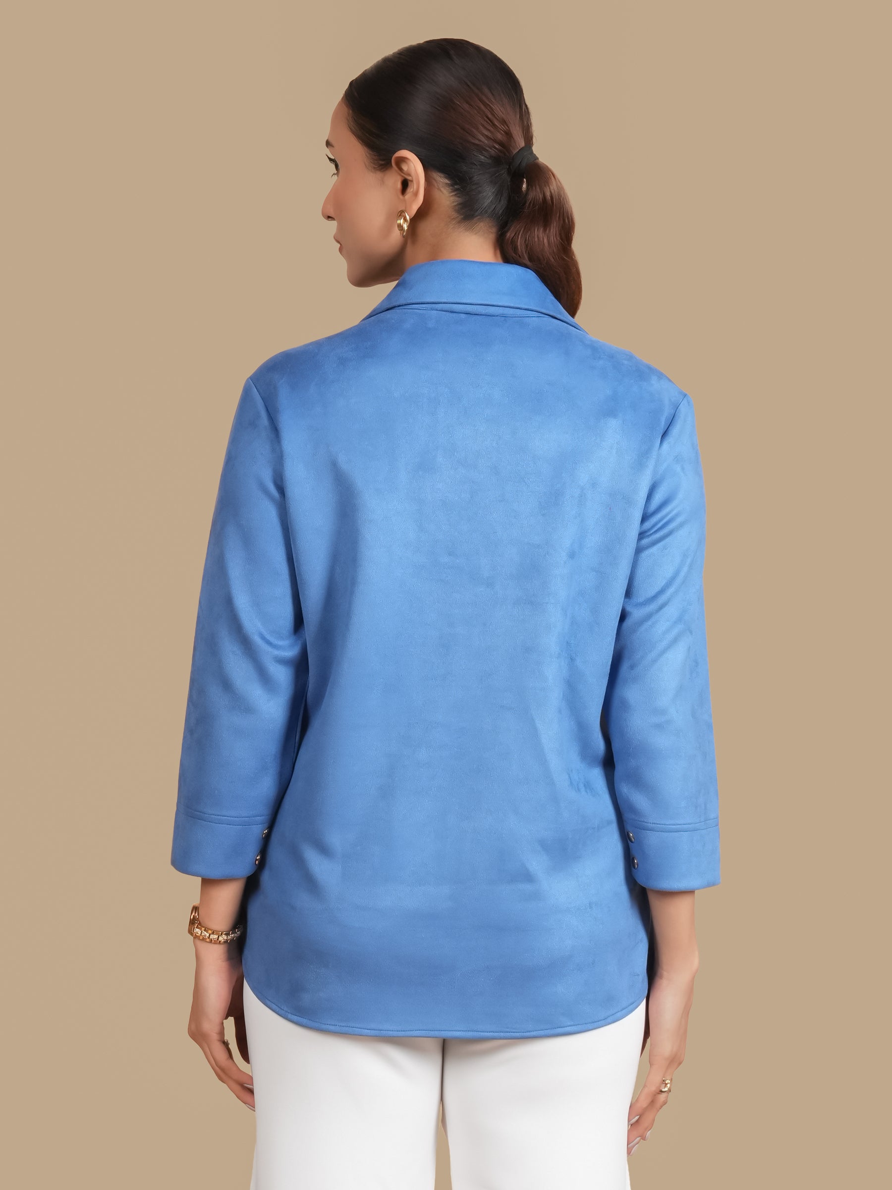 SWAROVSKI COLLAR  AQUA SHIRT