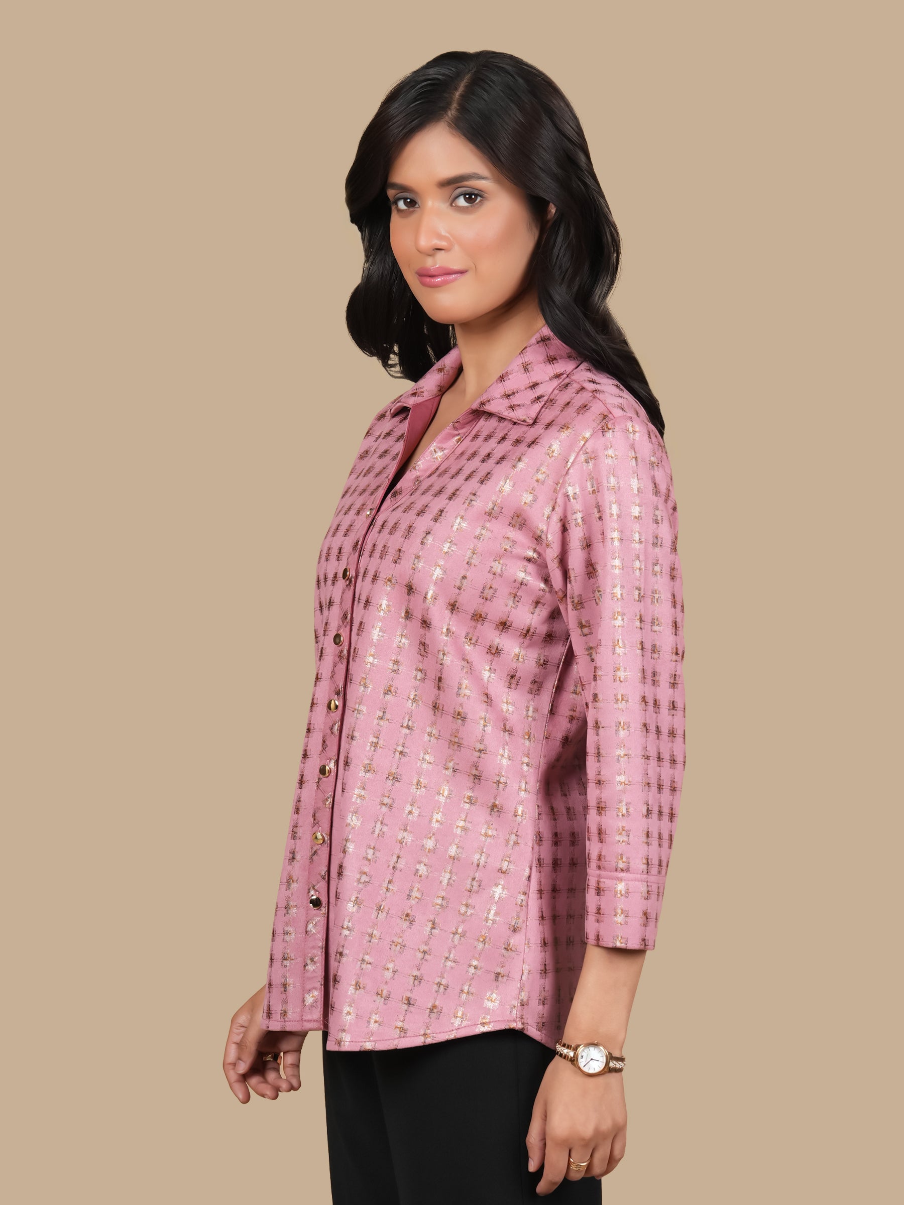 FOIL SMALL CHECK PINK SHIRT