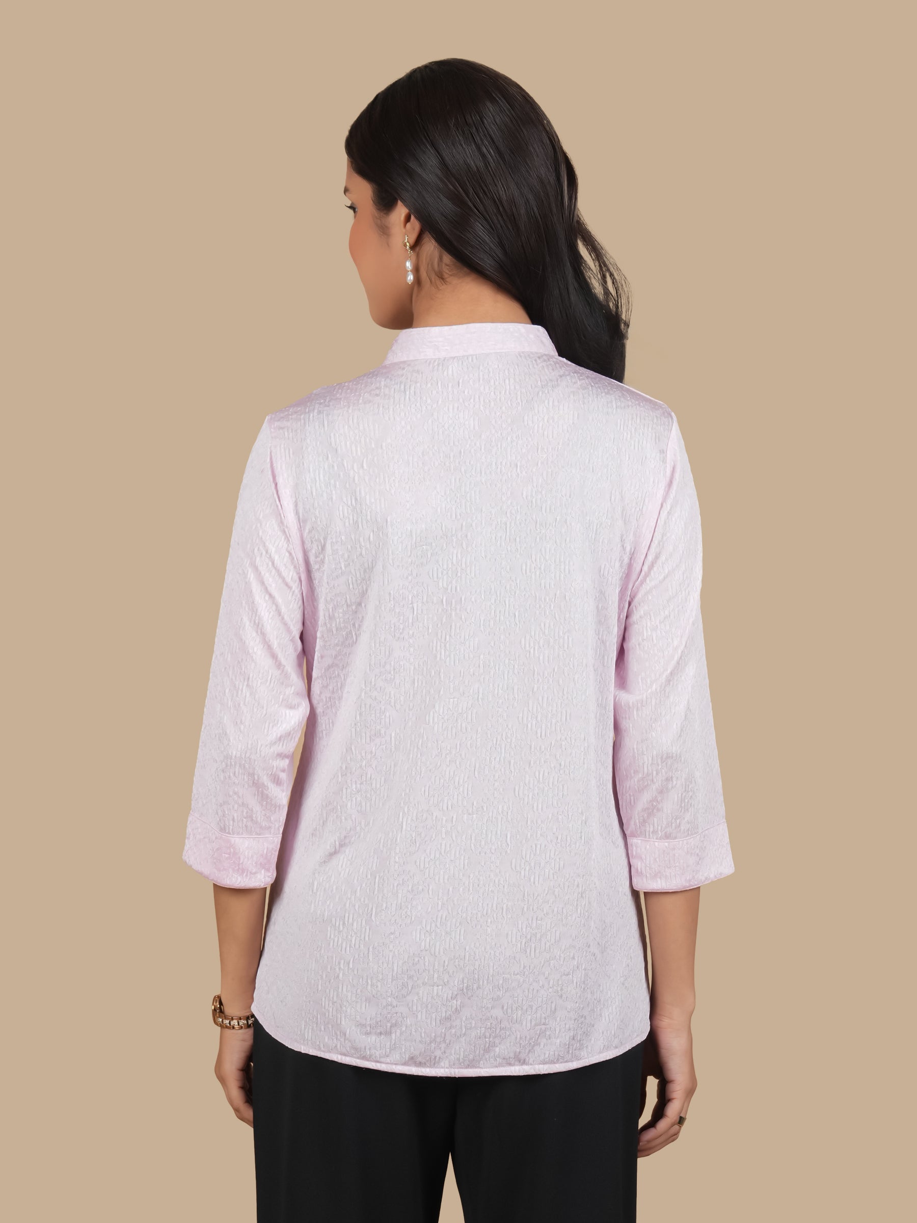 TEXTURED POWDER PINK  SHIRT