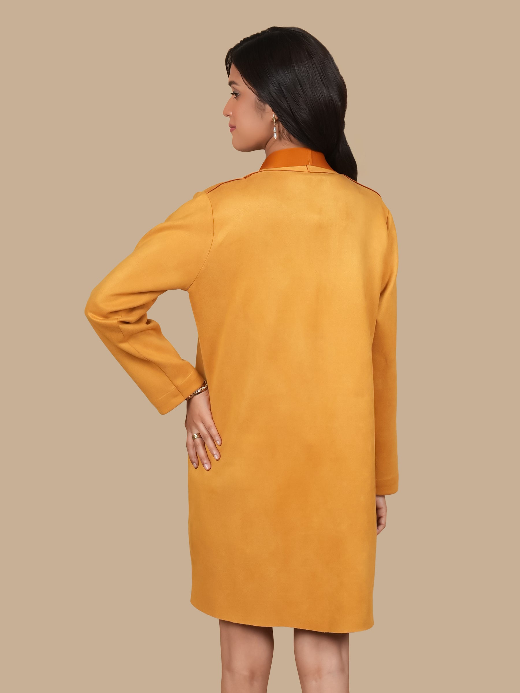 SWAROSVKI MUSTARD  SUEDE SHORT DERESS