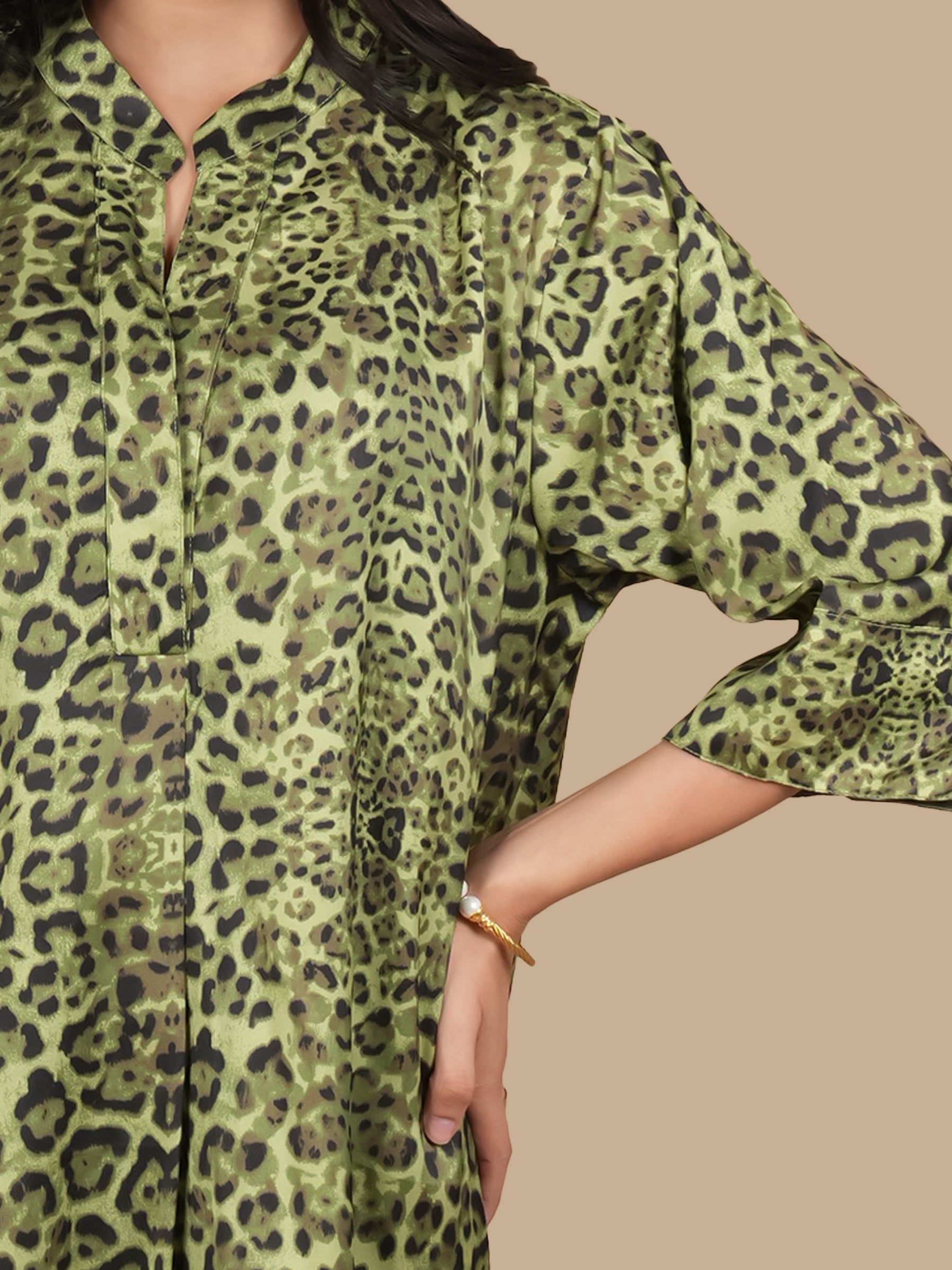 LEOPARD PRINT SATIN DRESS