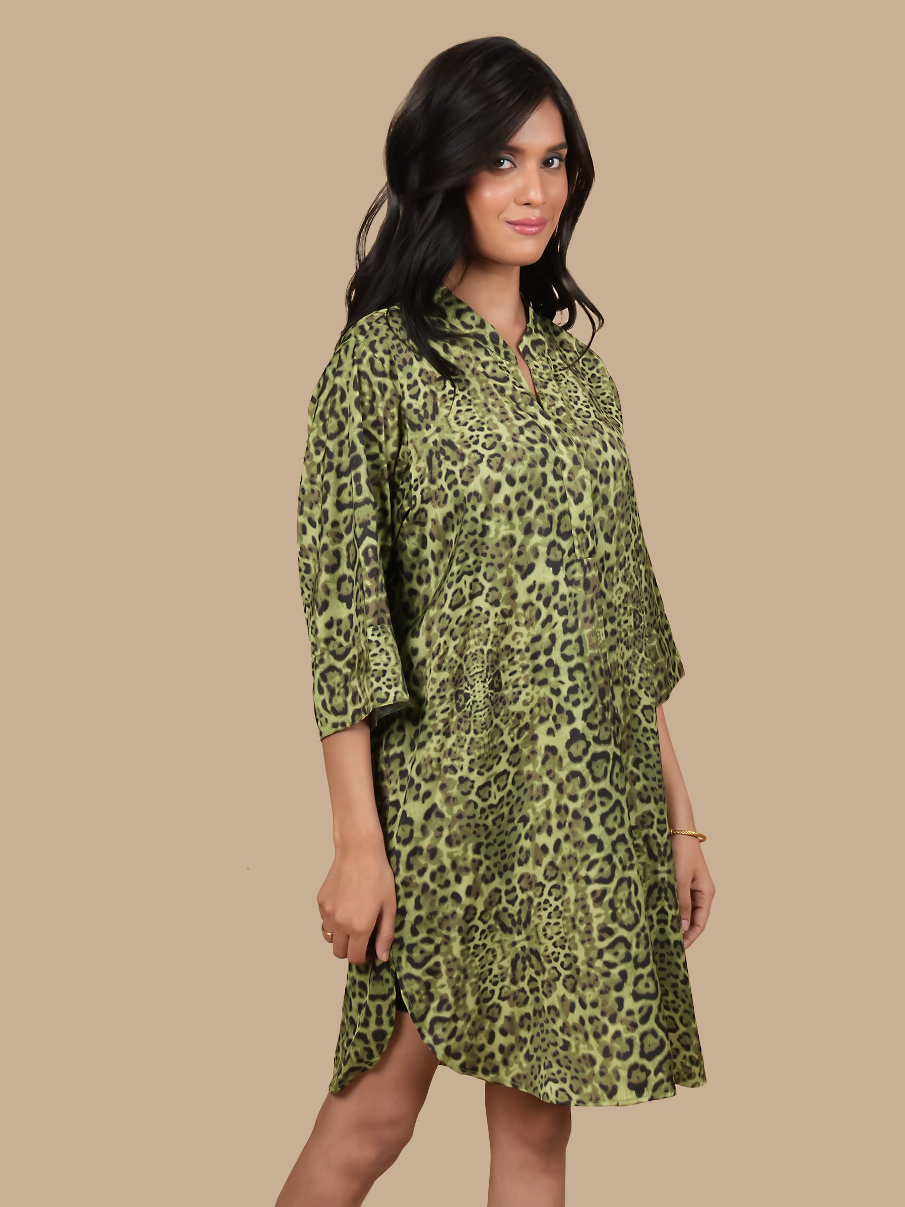 LEOPARD PRINT SATIN DRESS