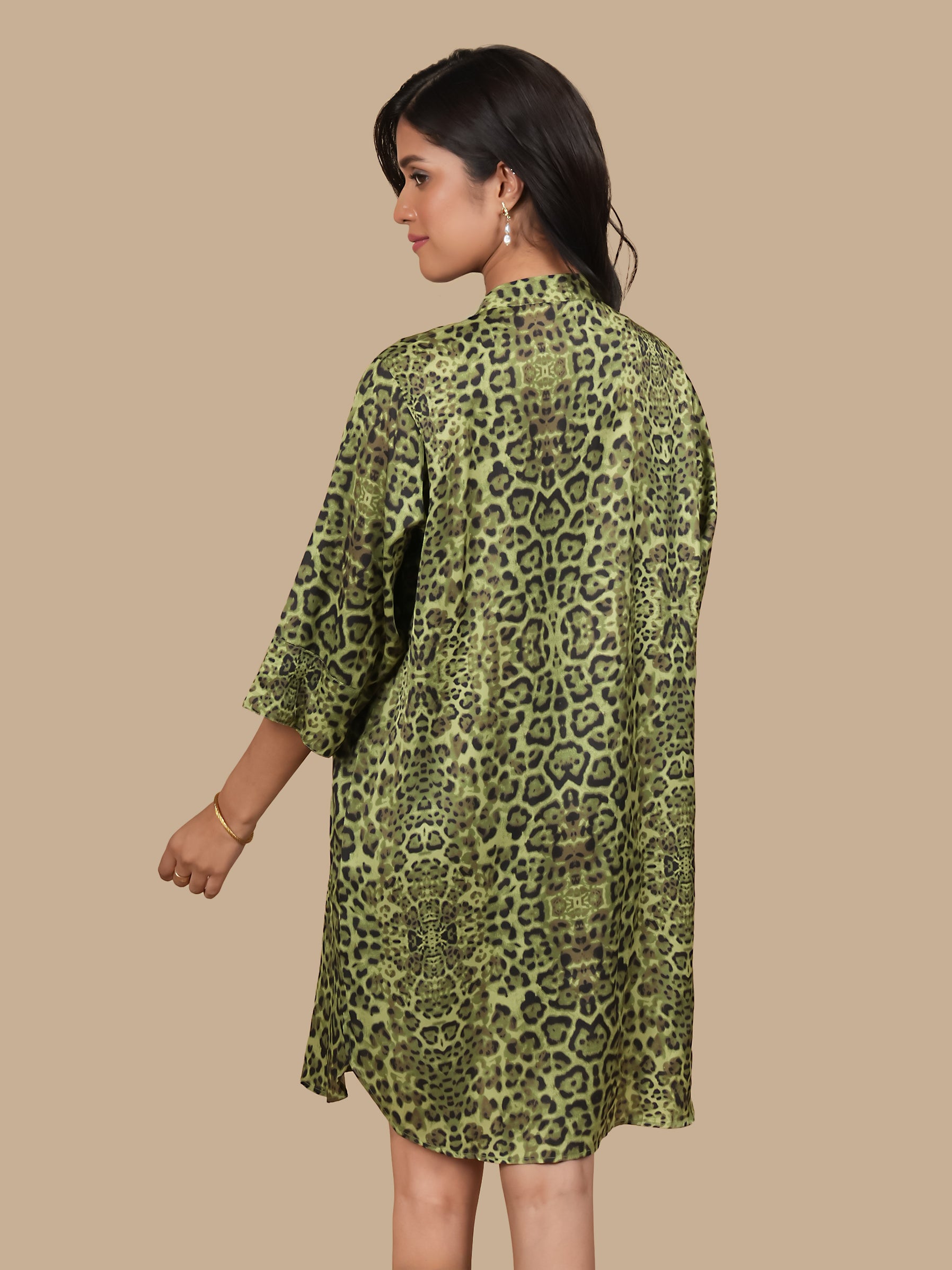 LEOPARD PRINT SATIN DRESS