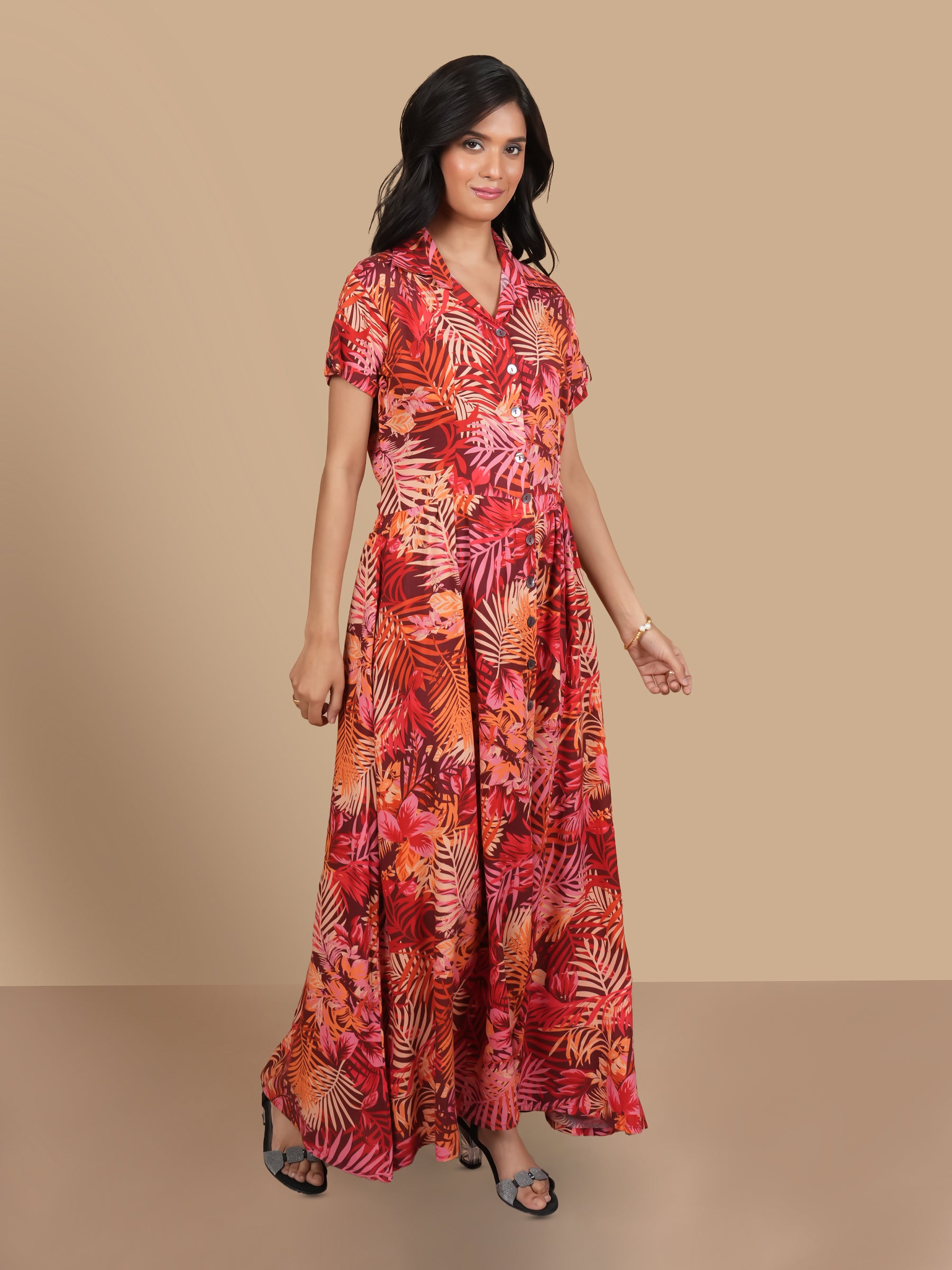 PETALS IN THE BREEZE  MAROON MAXI DRESS