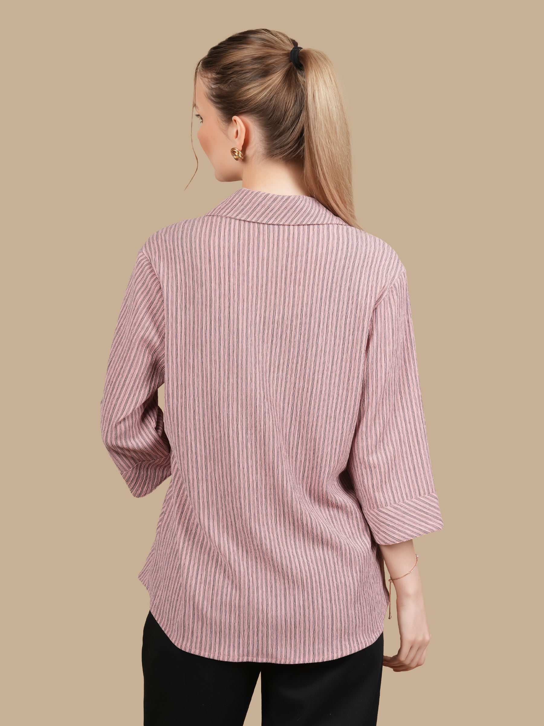 TEXTURED CRUSH  STRIPE SHIRT