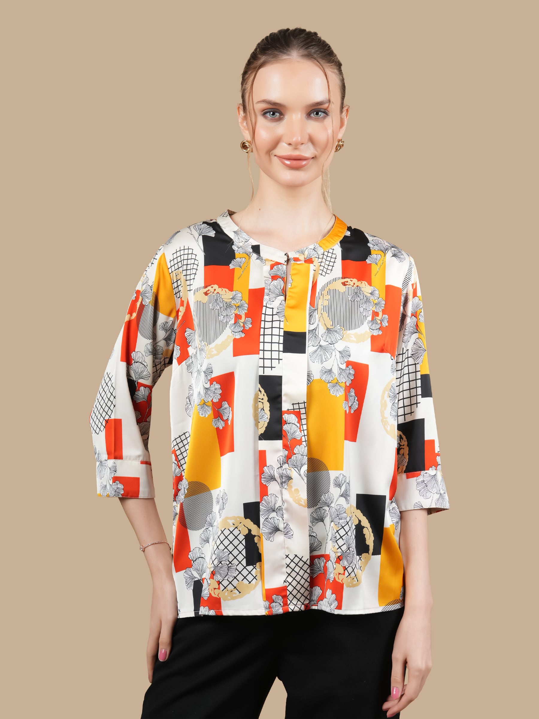 BOX PRINT MANGO TOP