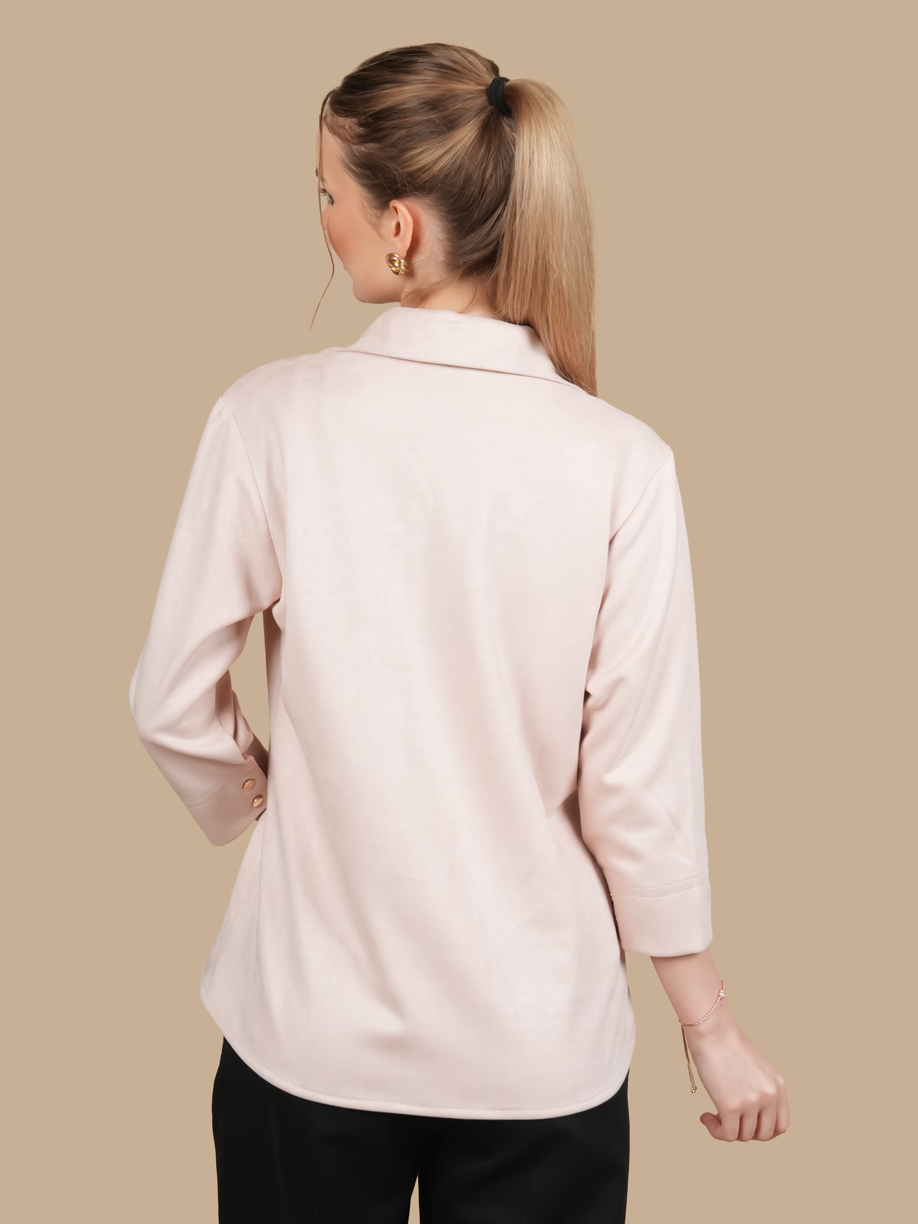 SWAROVSKI COLLAR  BLUSH PINK SHIRT