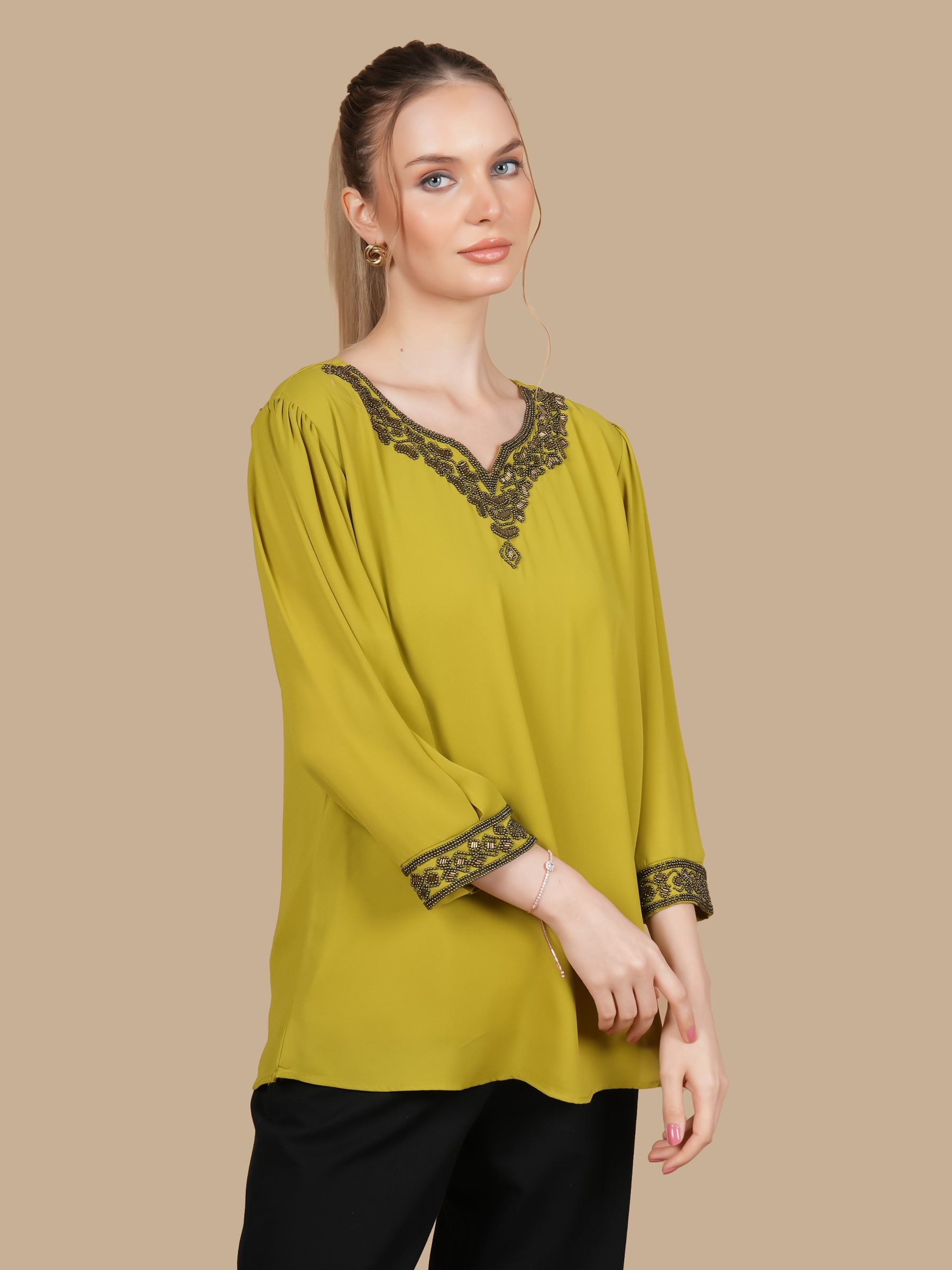 COPPER OUTLINE LIME GREEN TOP