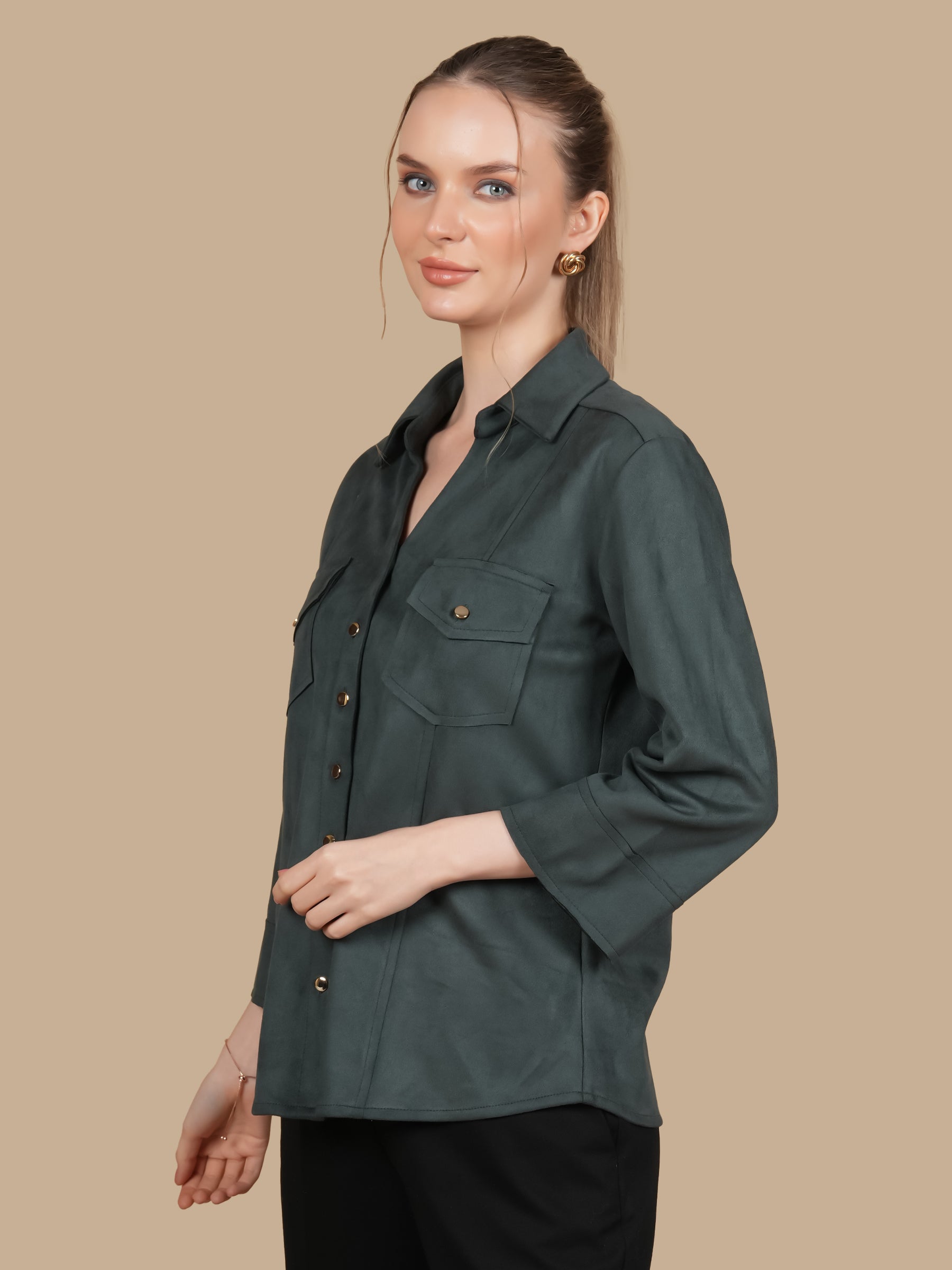 TWIN POCKET SUEDE SHIRT
