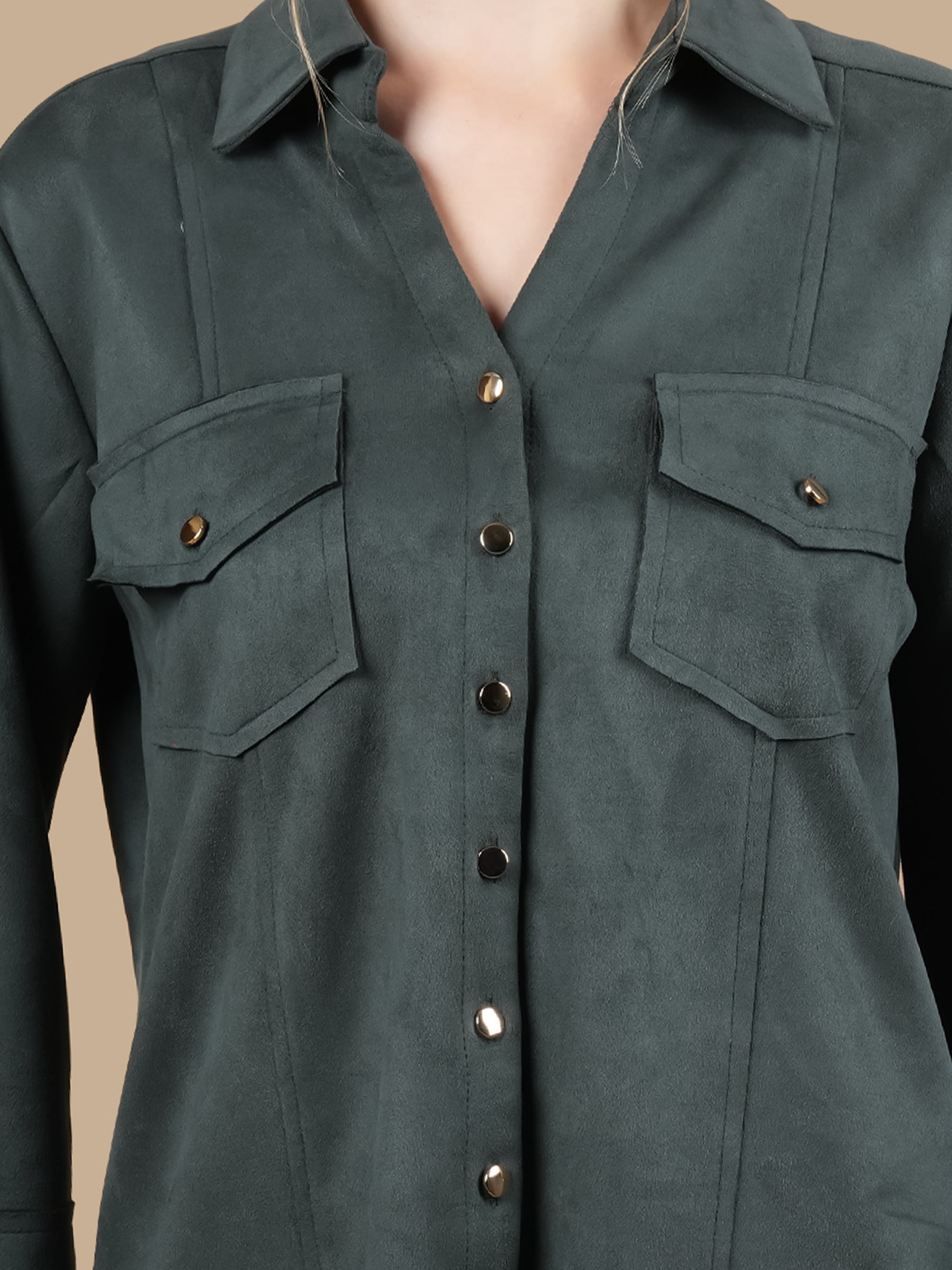 TWIN POCKET SUEDE SHIRT