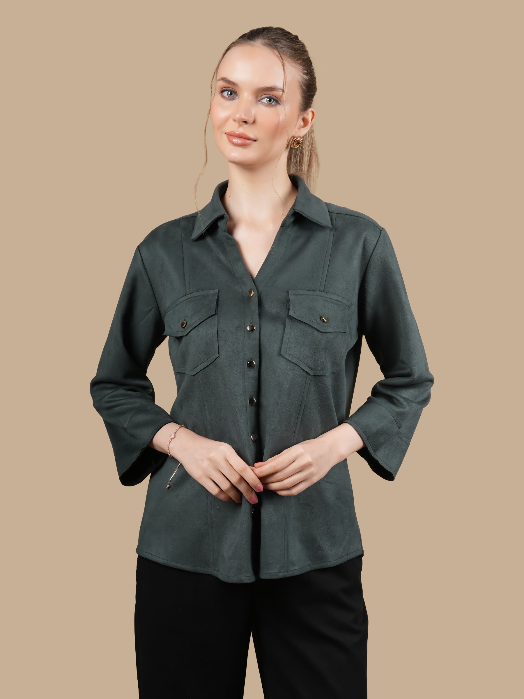 TWIN POCKET SUEDE SHIRT