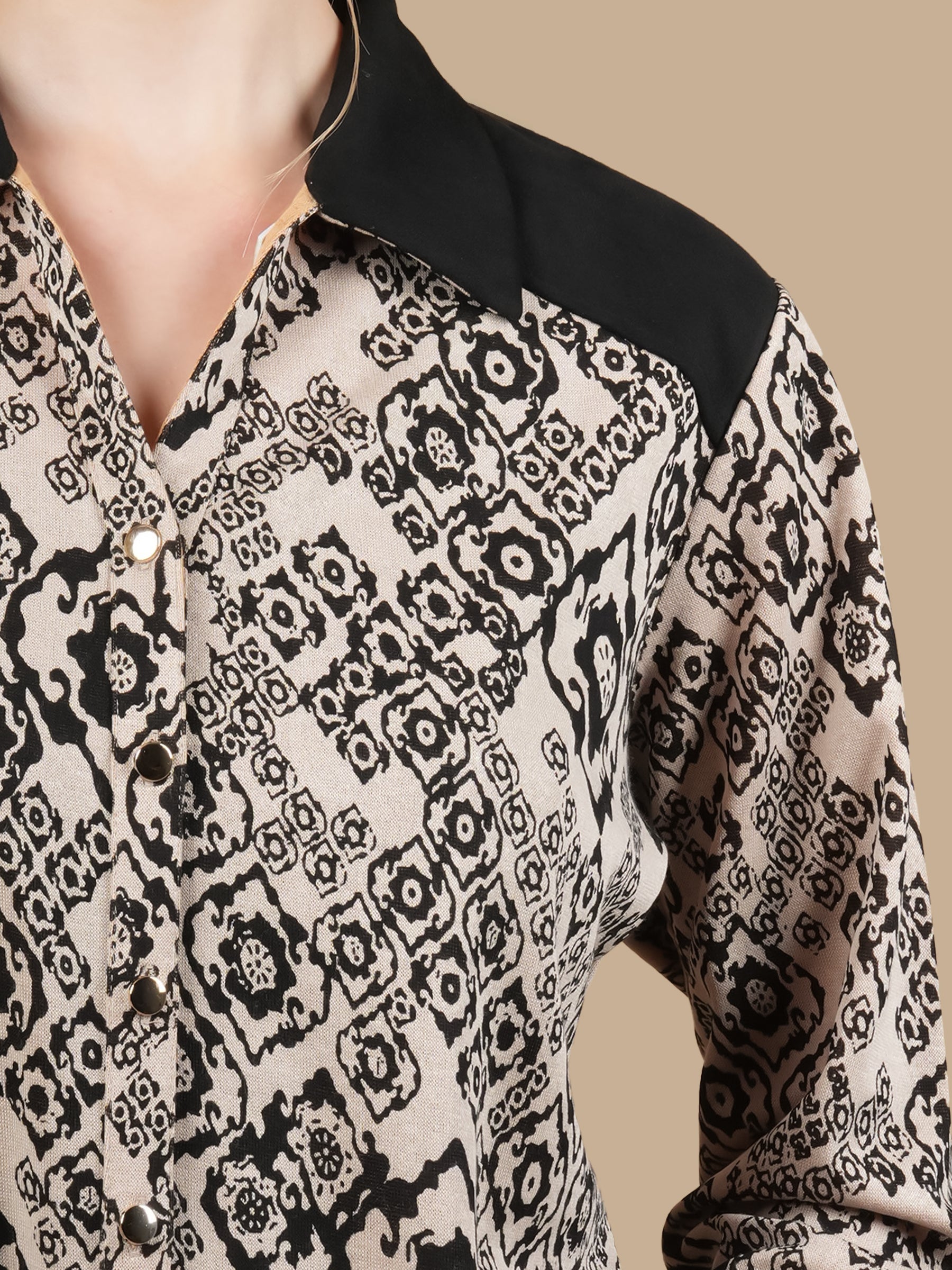 ANGORA SUEDE PATCH BEIGE SHIRT