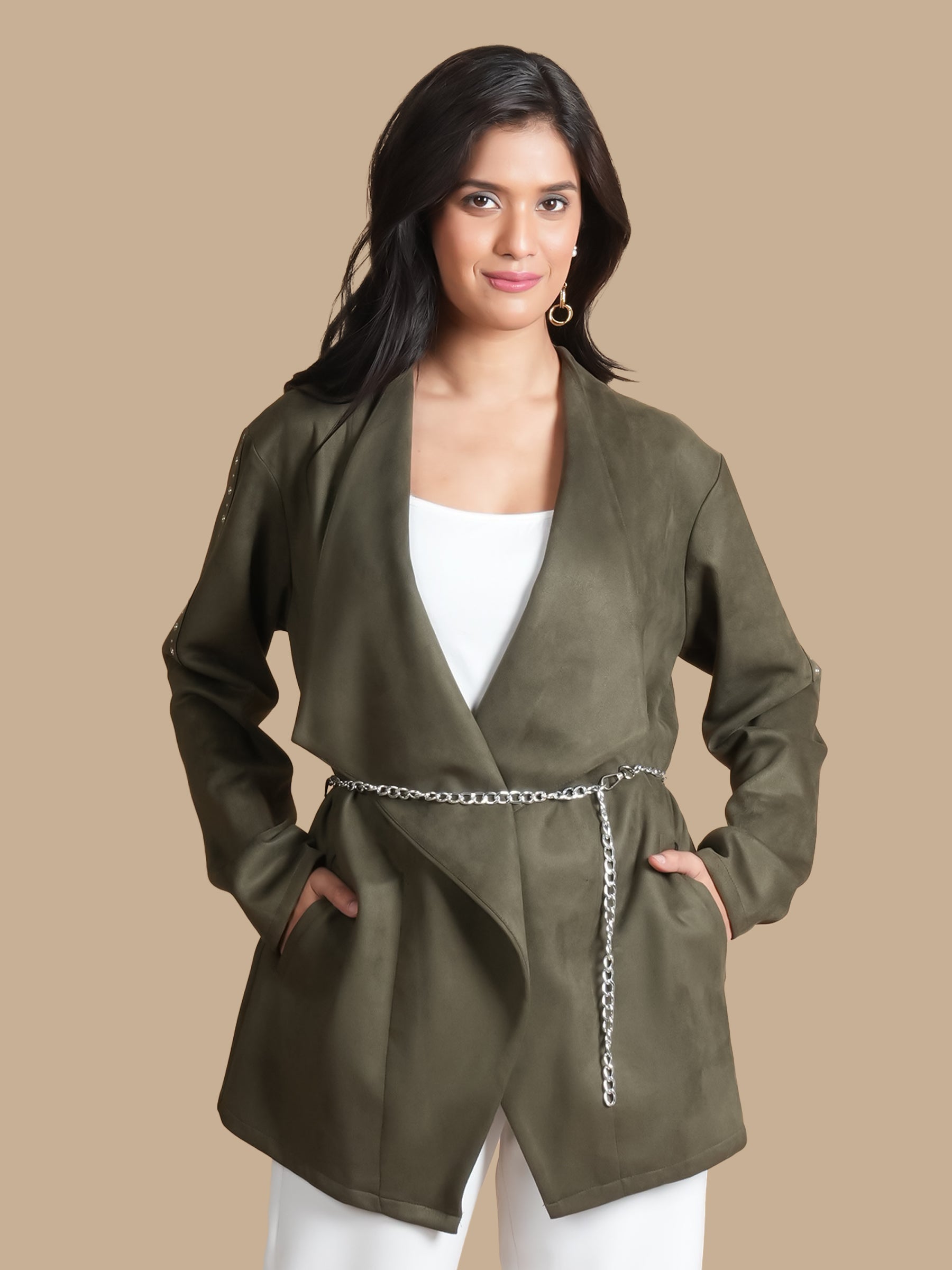 OLIVE GREEN SUEDE OVERLAY