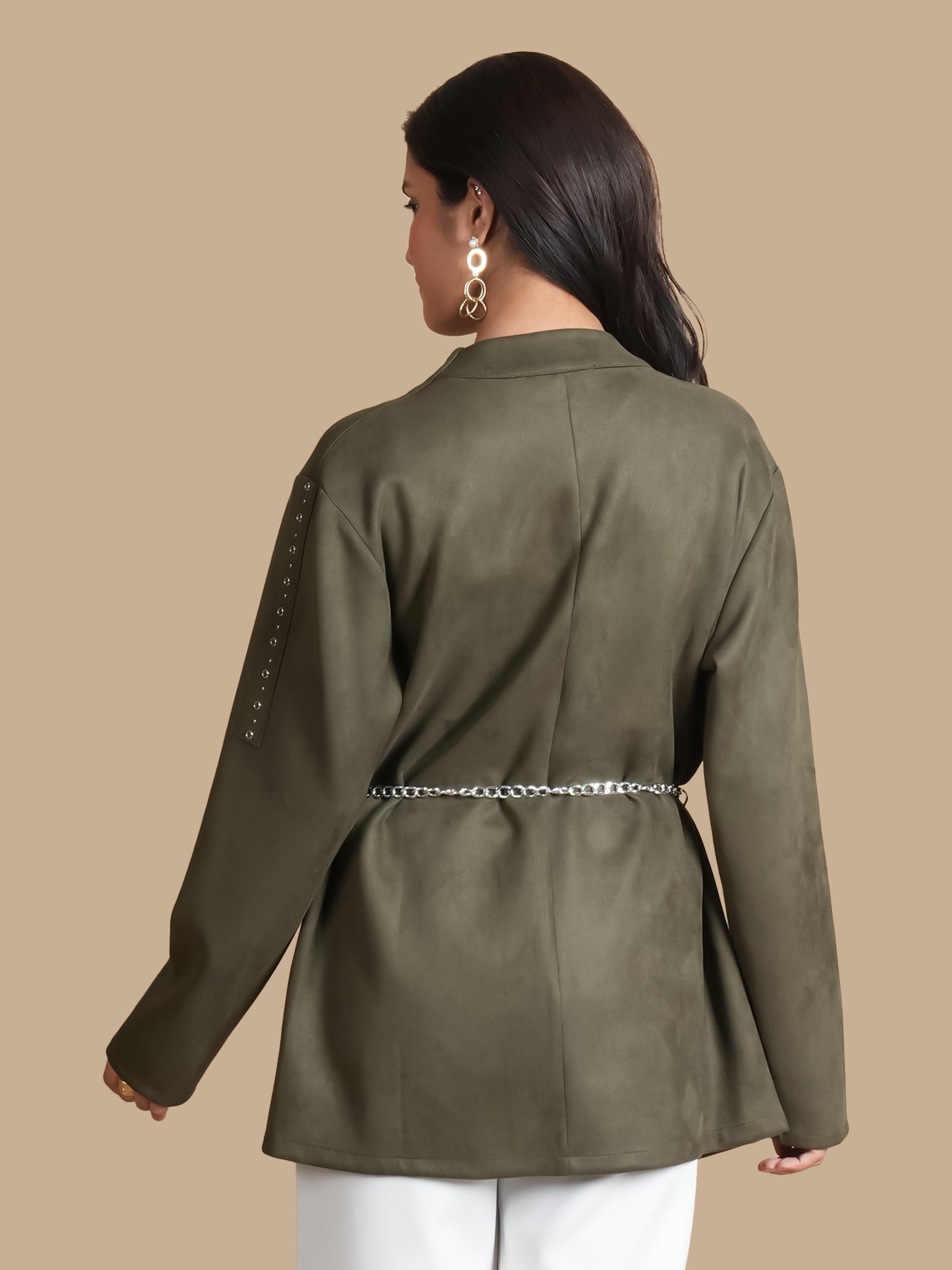 OLIVE GREEN SUEDE OVERLAY