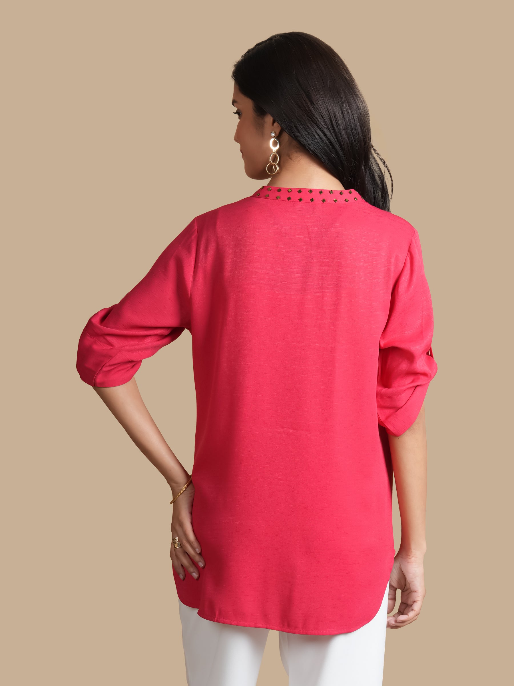 RAYON SLUB PINTUCK  CORAL TOP