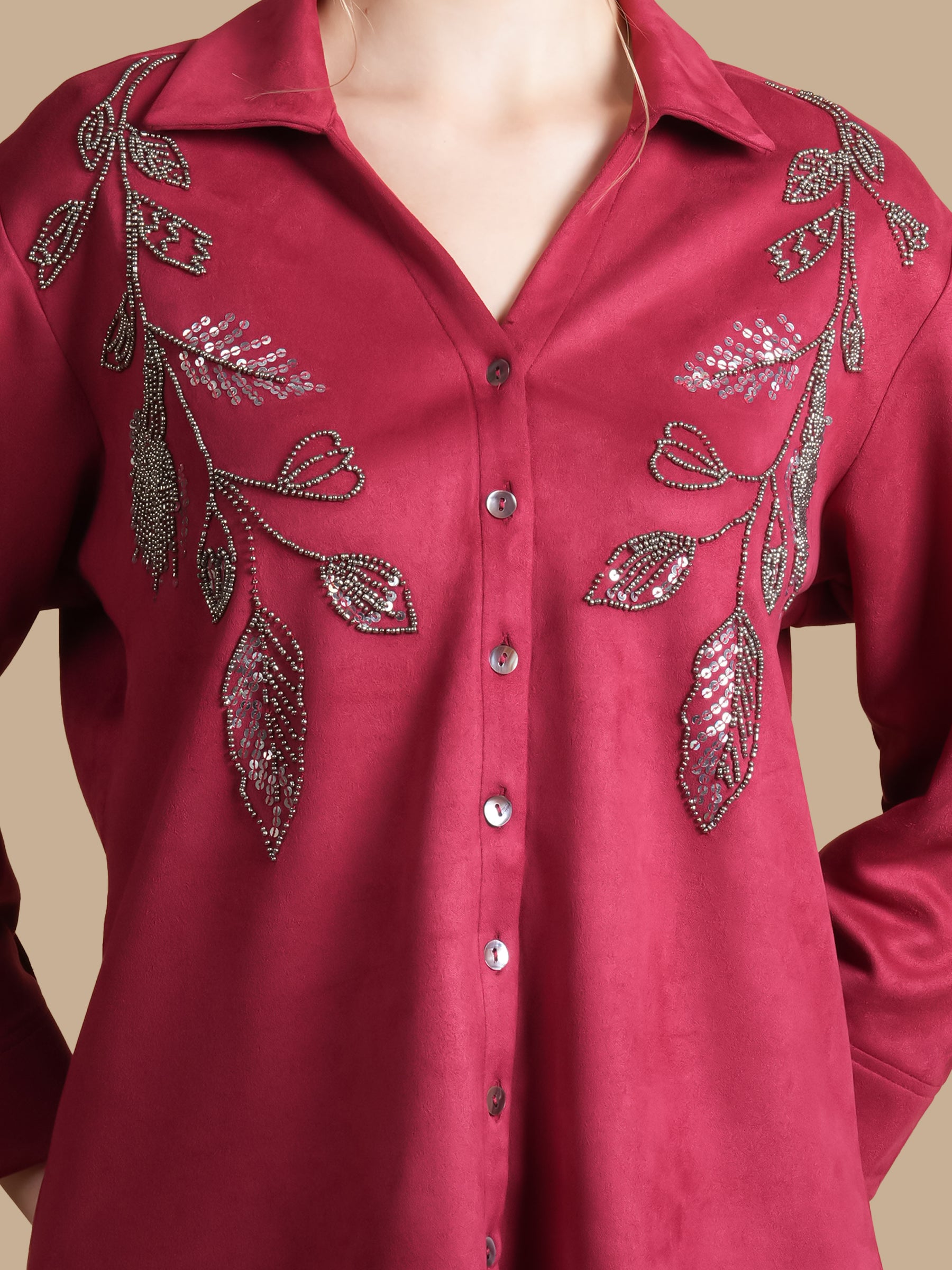 FERN SEQUINS MAROON SHIRT