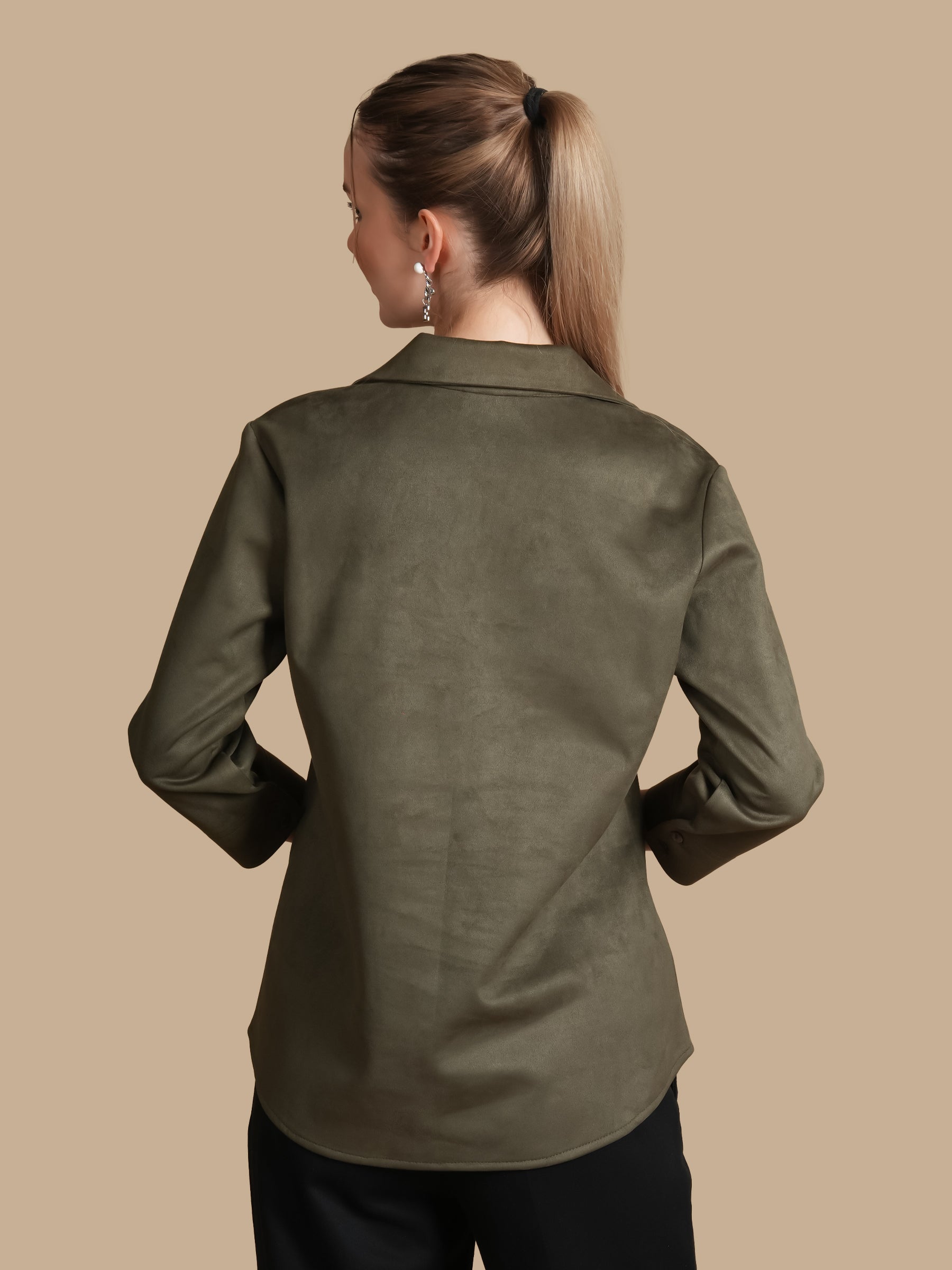 FERN SEQUINS OLIVE SHIRT