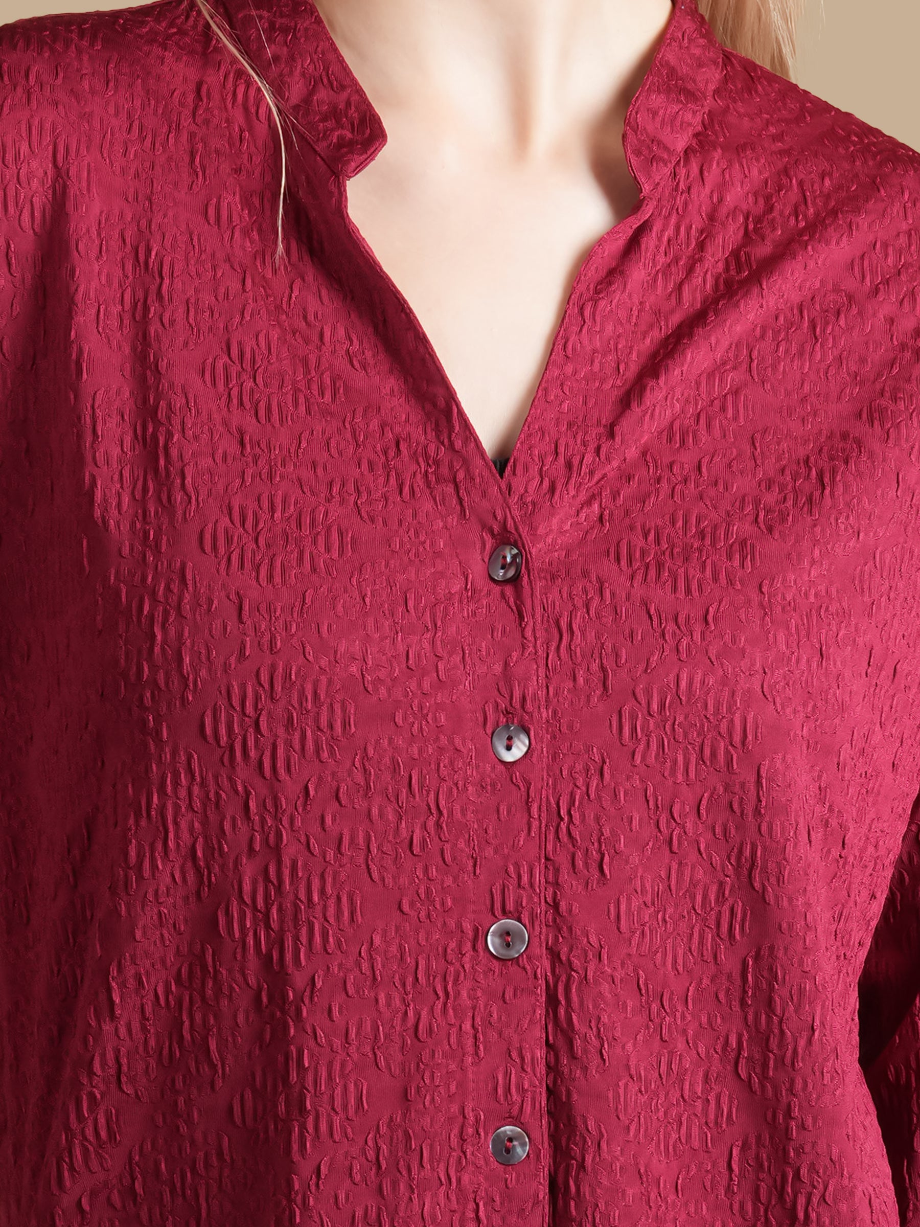 TEXTURED MAROON  SHIRT