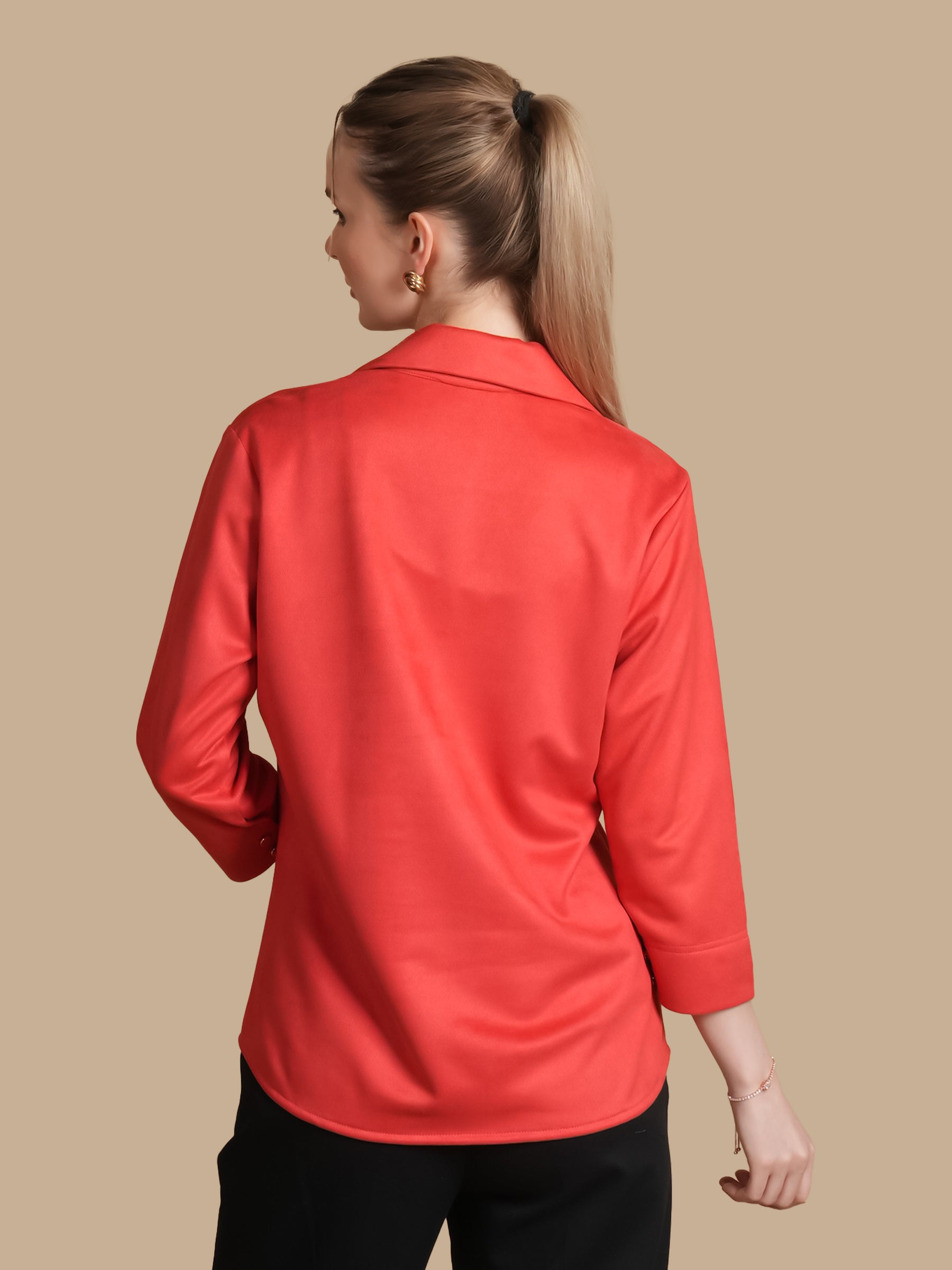 SUEDE PINTUCK CORAL SHIRT