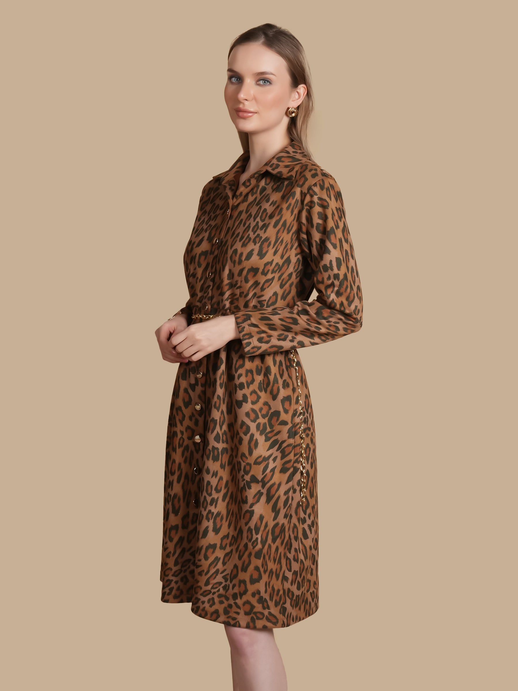LEOPARD PRINT TAN SUEDE  DRESS