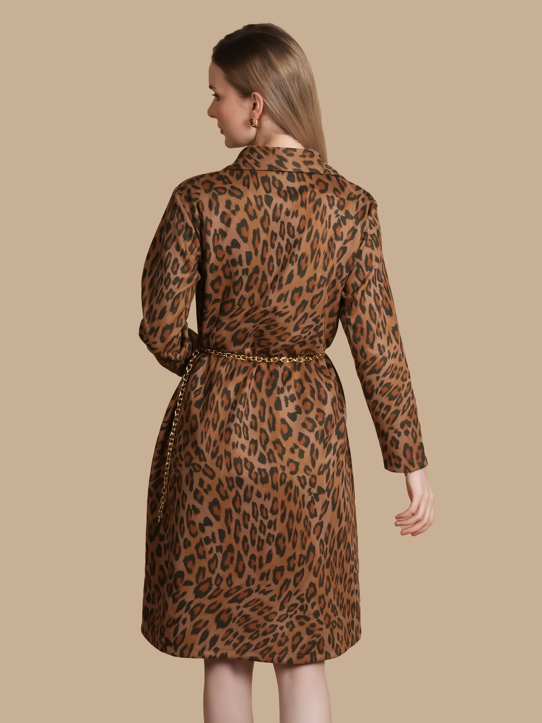 LEOPARD PRINT TAN SUEDE  DRESS