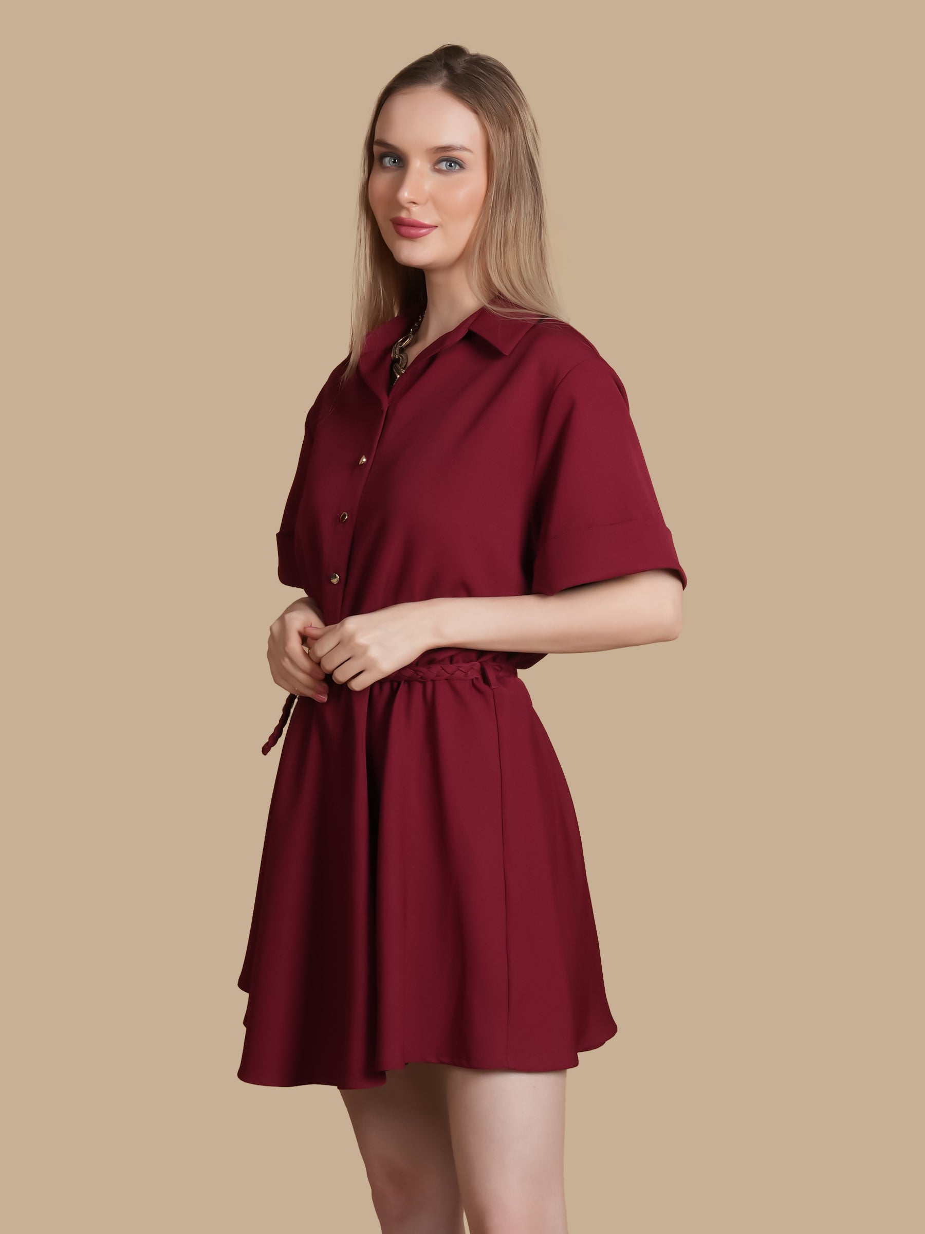 SHORT DRESS WITH  BRAIDED BELT