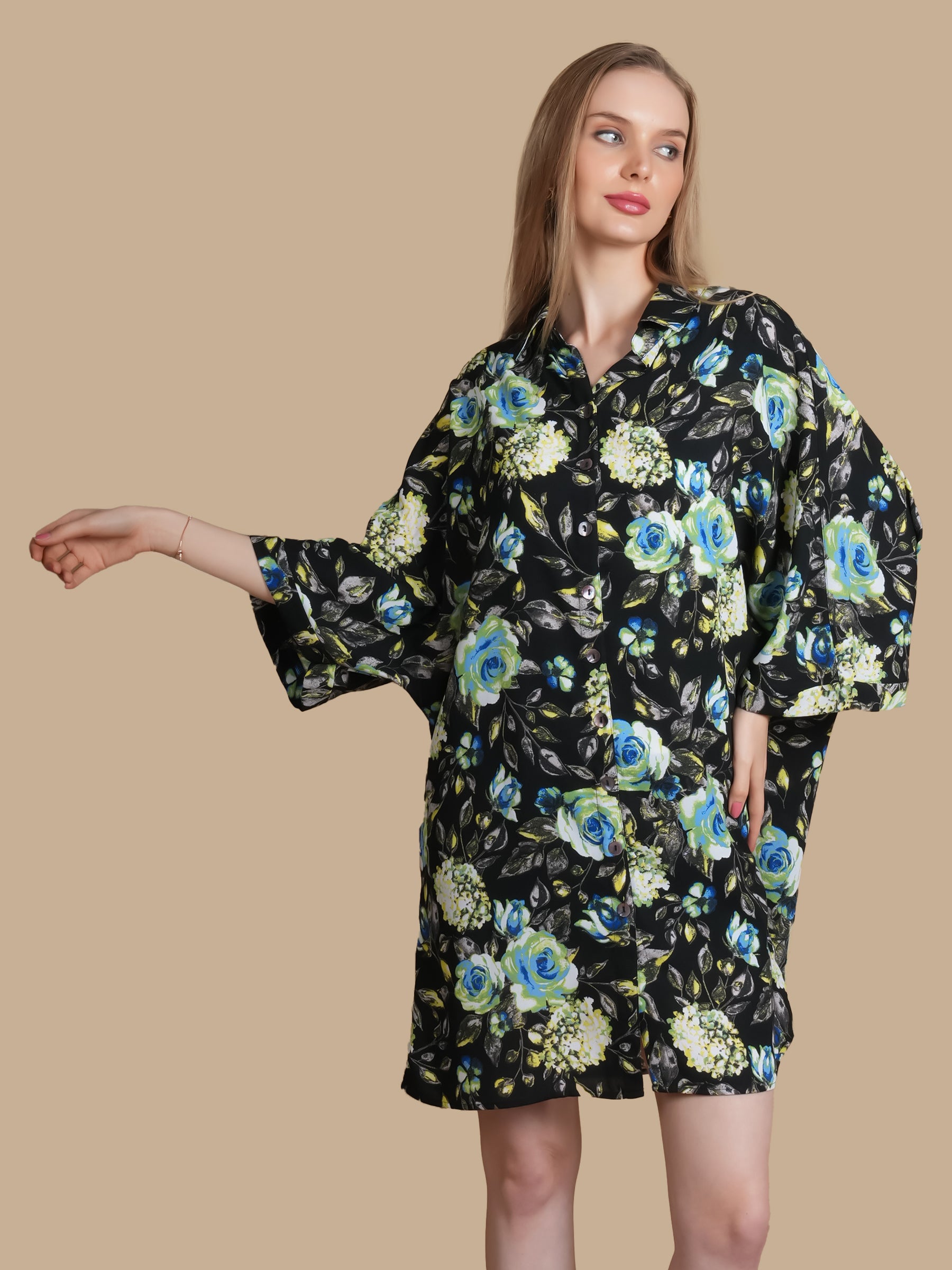 WILD ROSE SHIRT DRESS