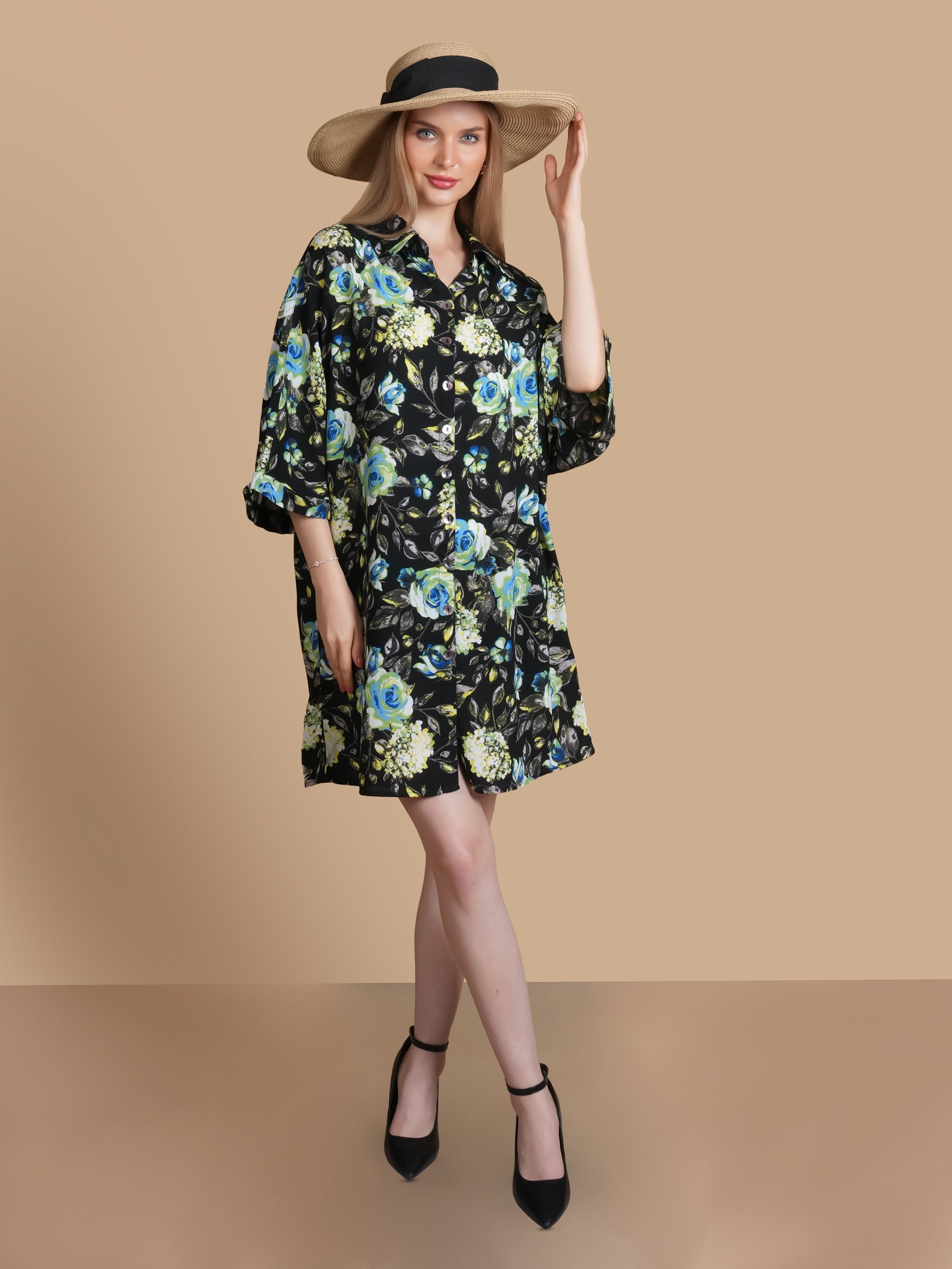 WILD ROSE SHIRT DRESS