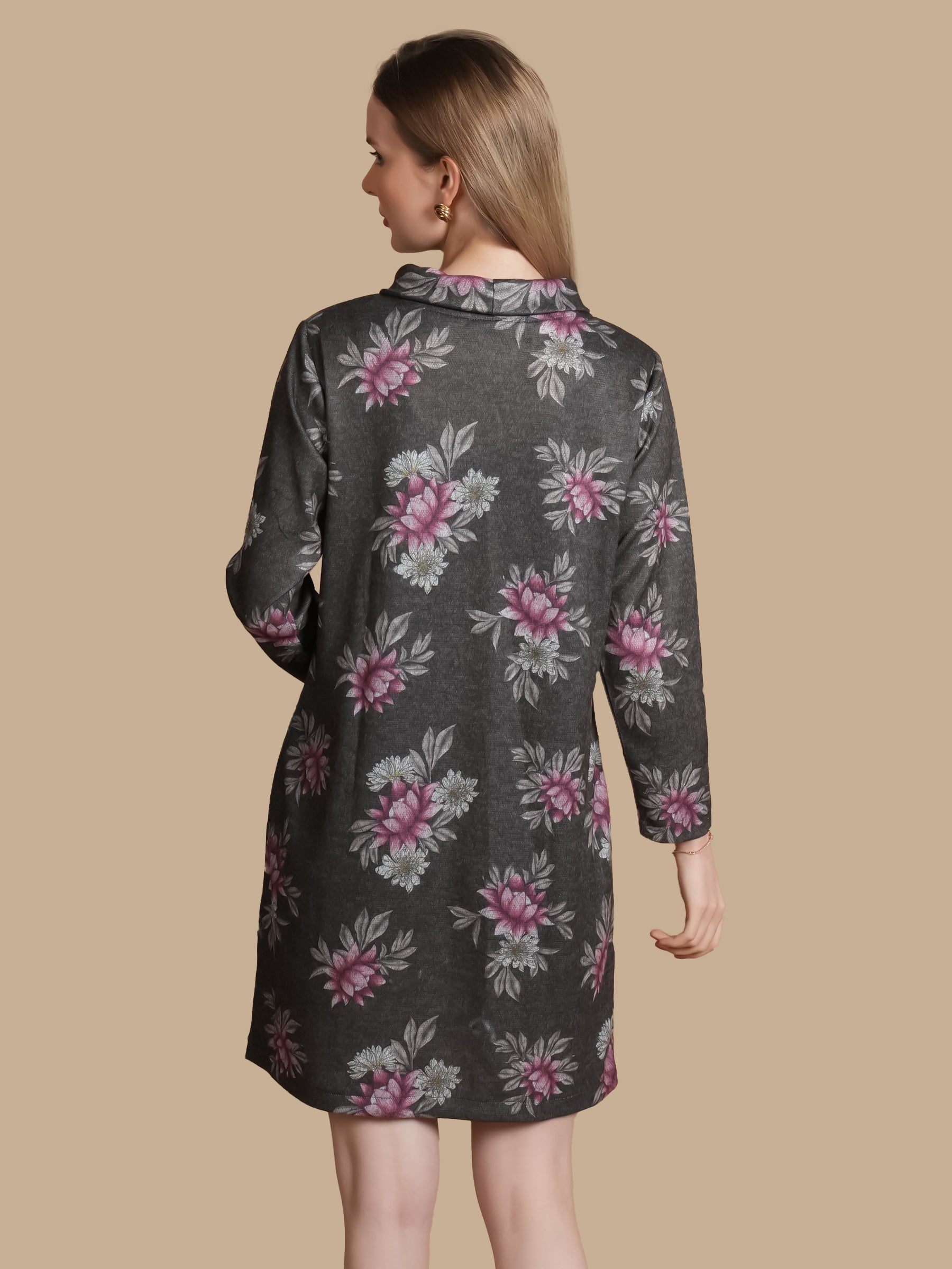 ANGORA HAND  EMBELLISHED GREY DRESS