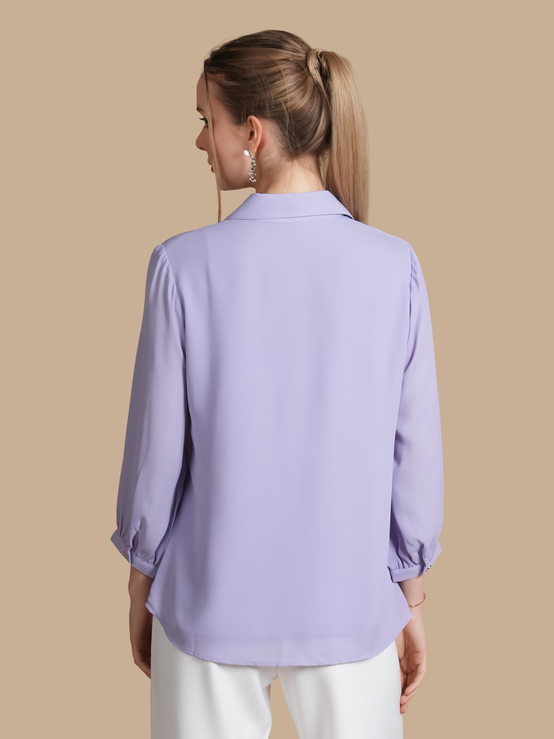 WHITE AND GOLD  EMBELLISHED SHIRT