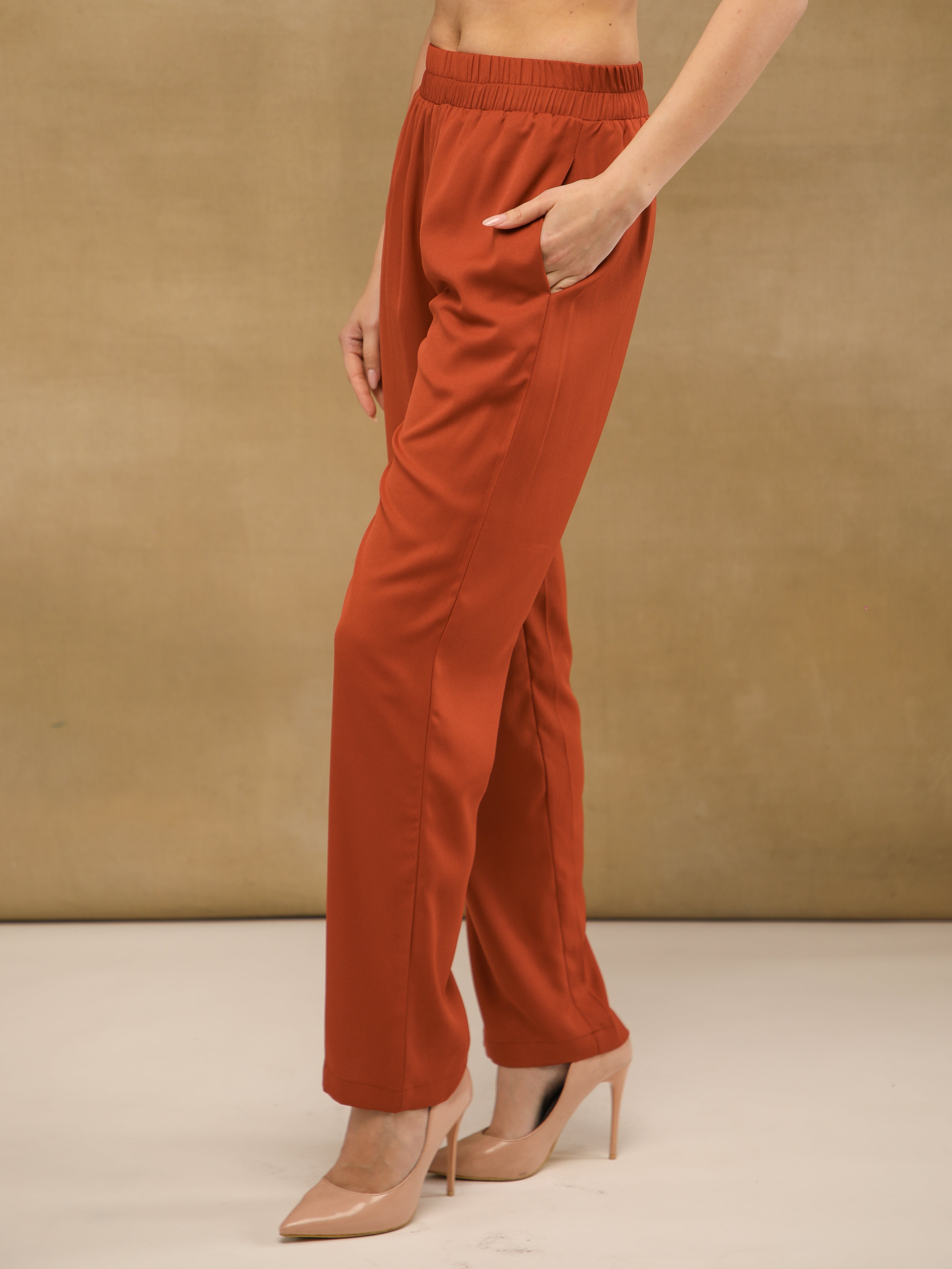 One-Sleeve Embellished Rust Co-ord Set