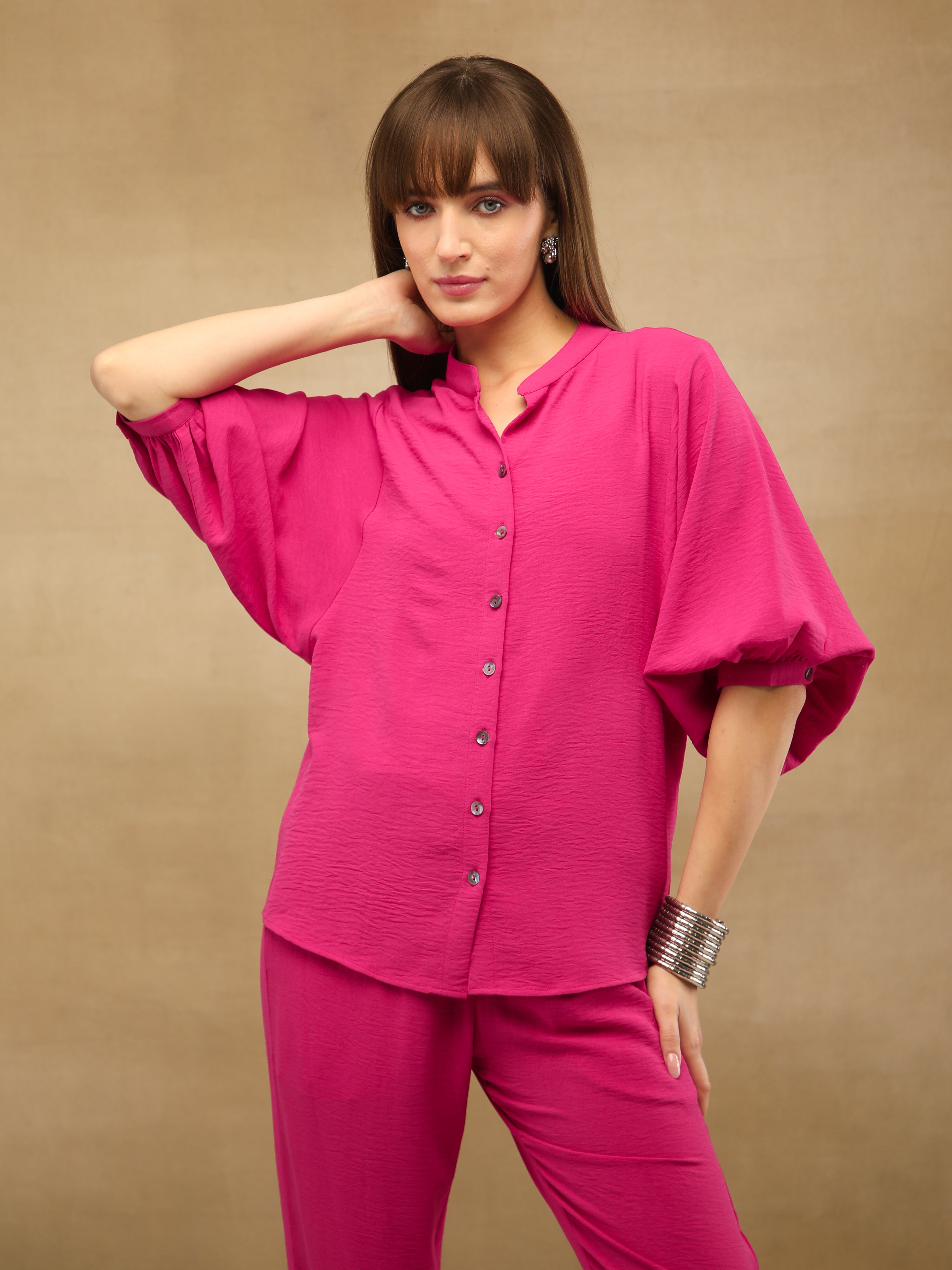 Drop Armhole Magenta Co-ord Set