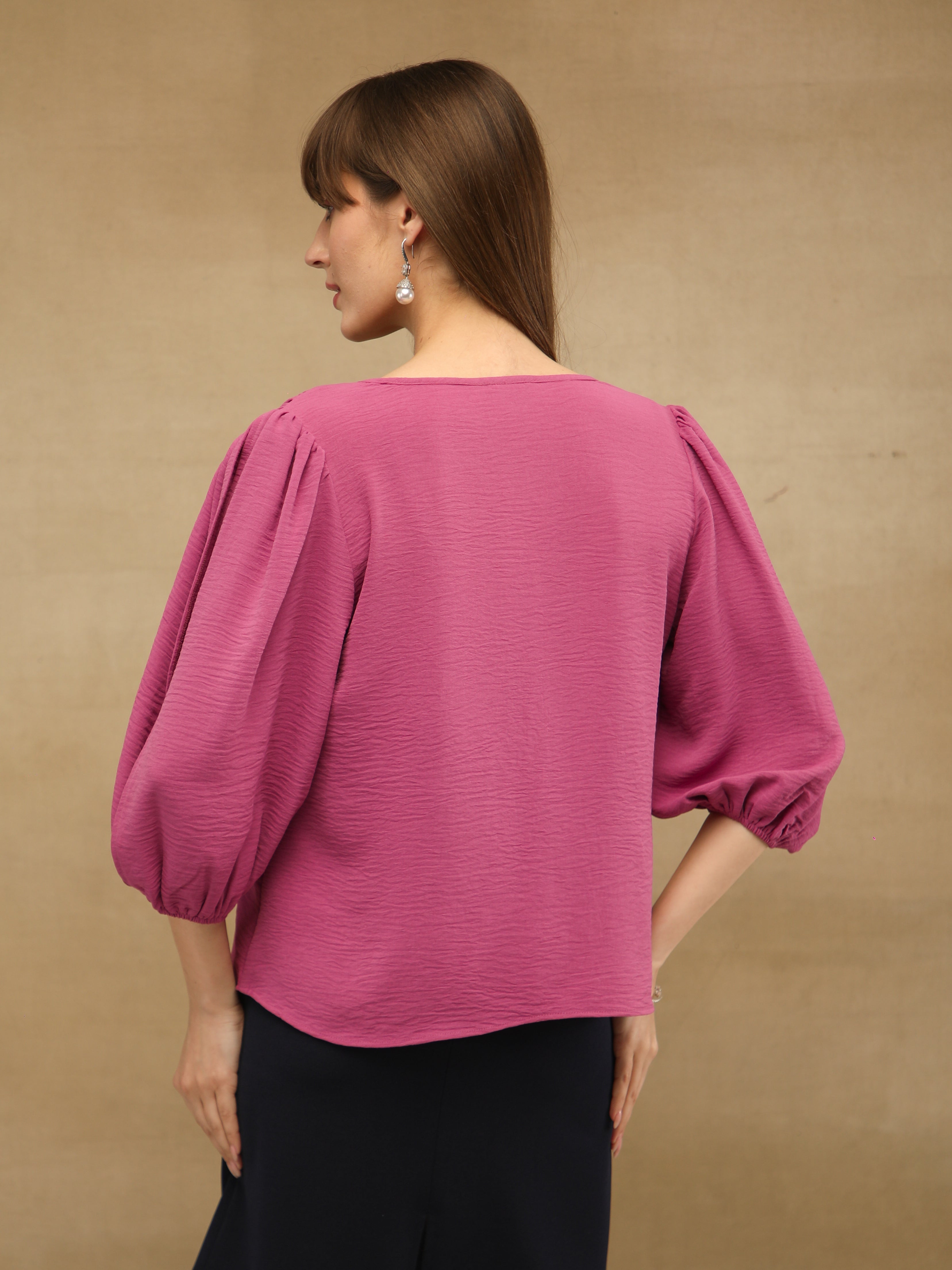 Pink Slit Sleeve Top