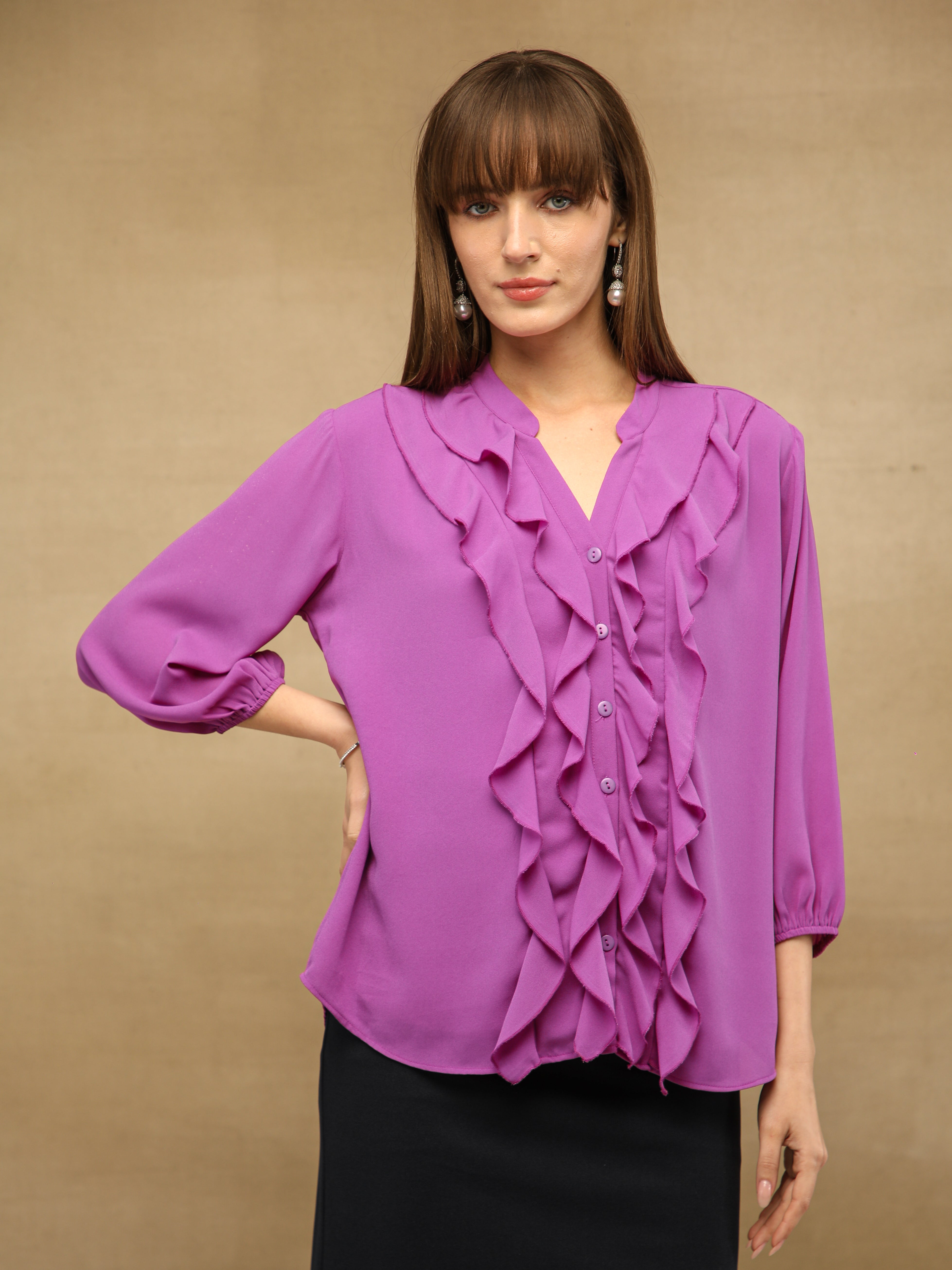 Grape Front Frill Shirt