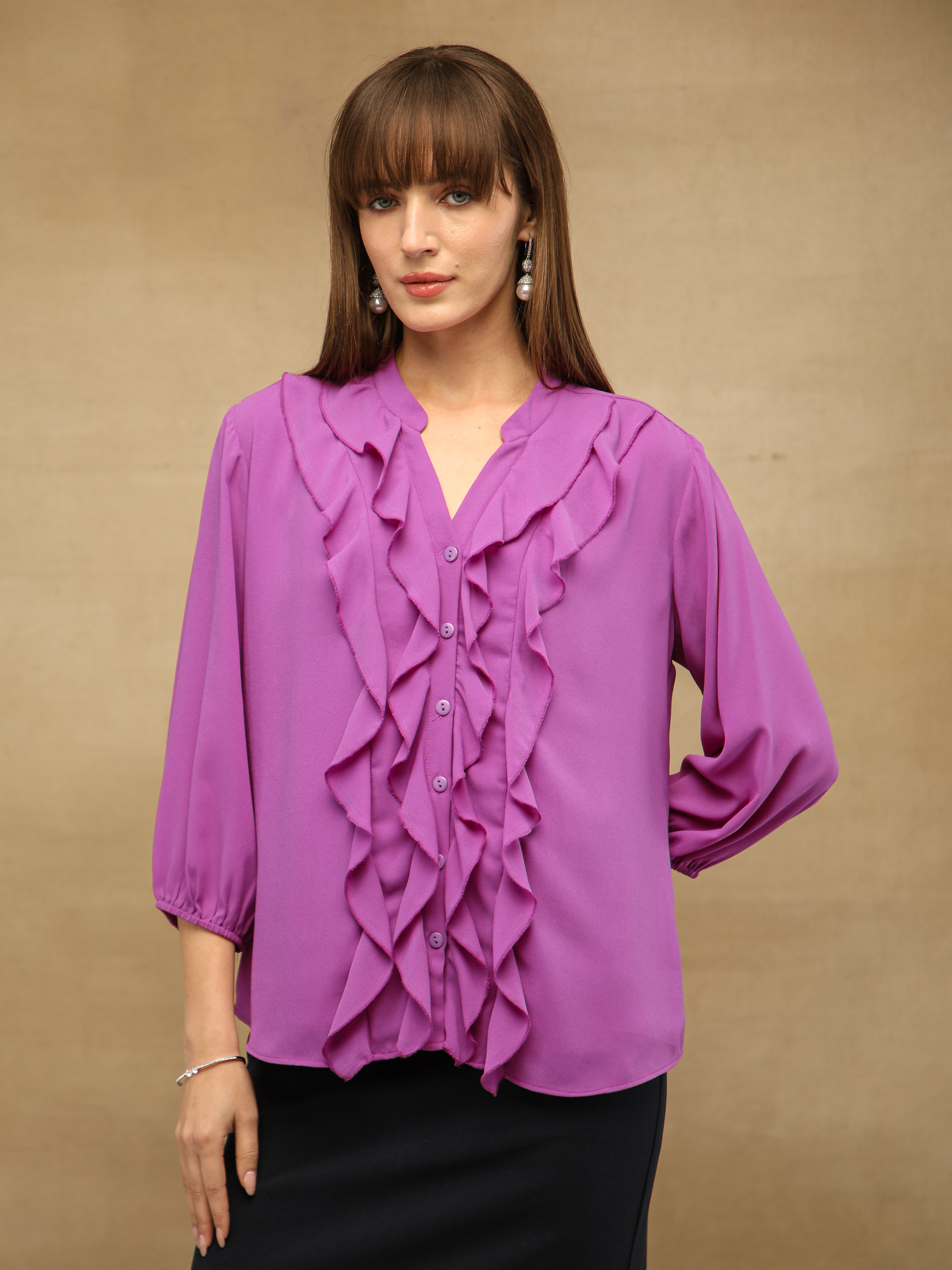 Grape Front Frill Shirt