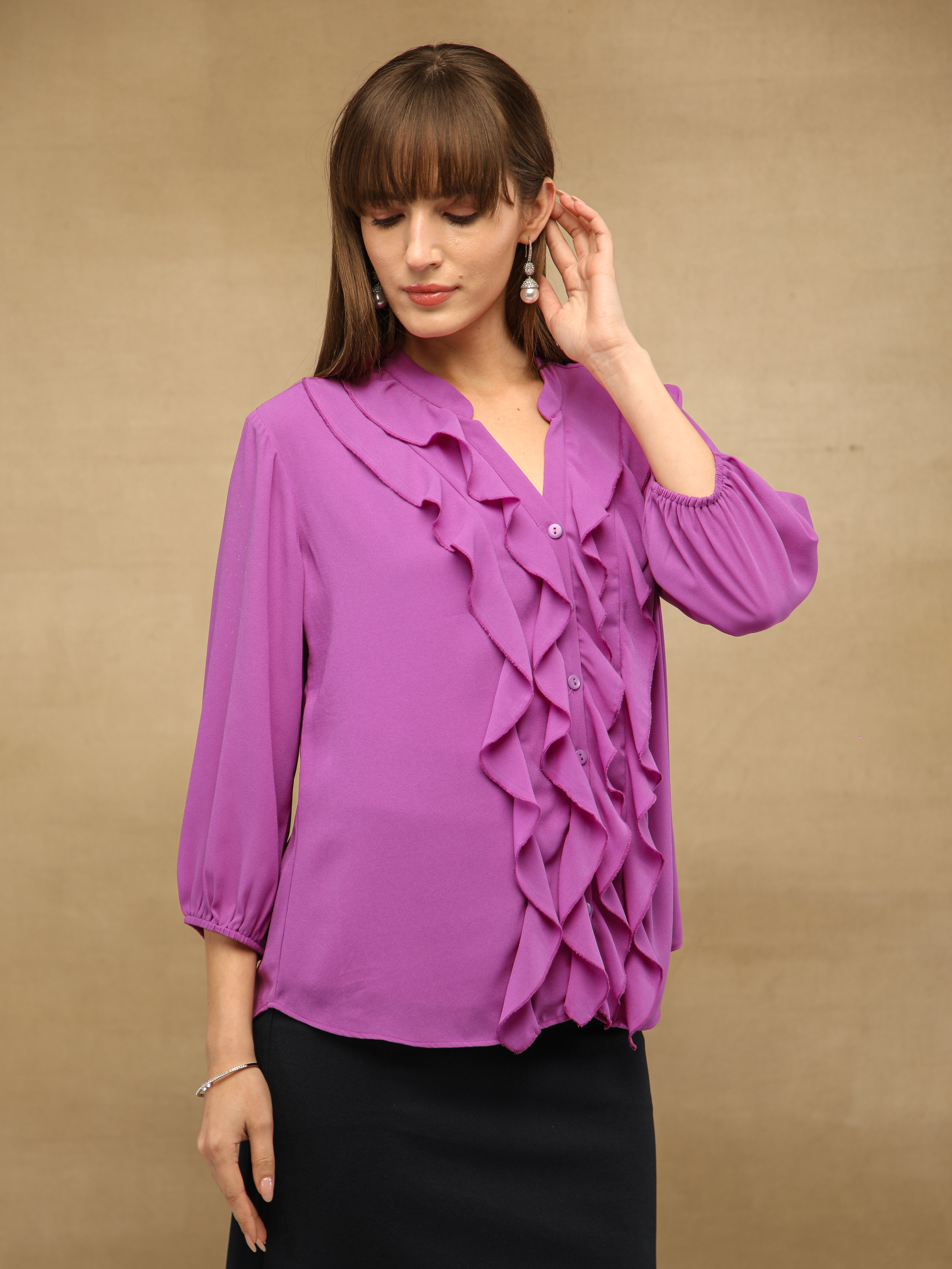 Grape Front Frill Shirt