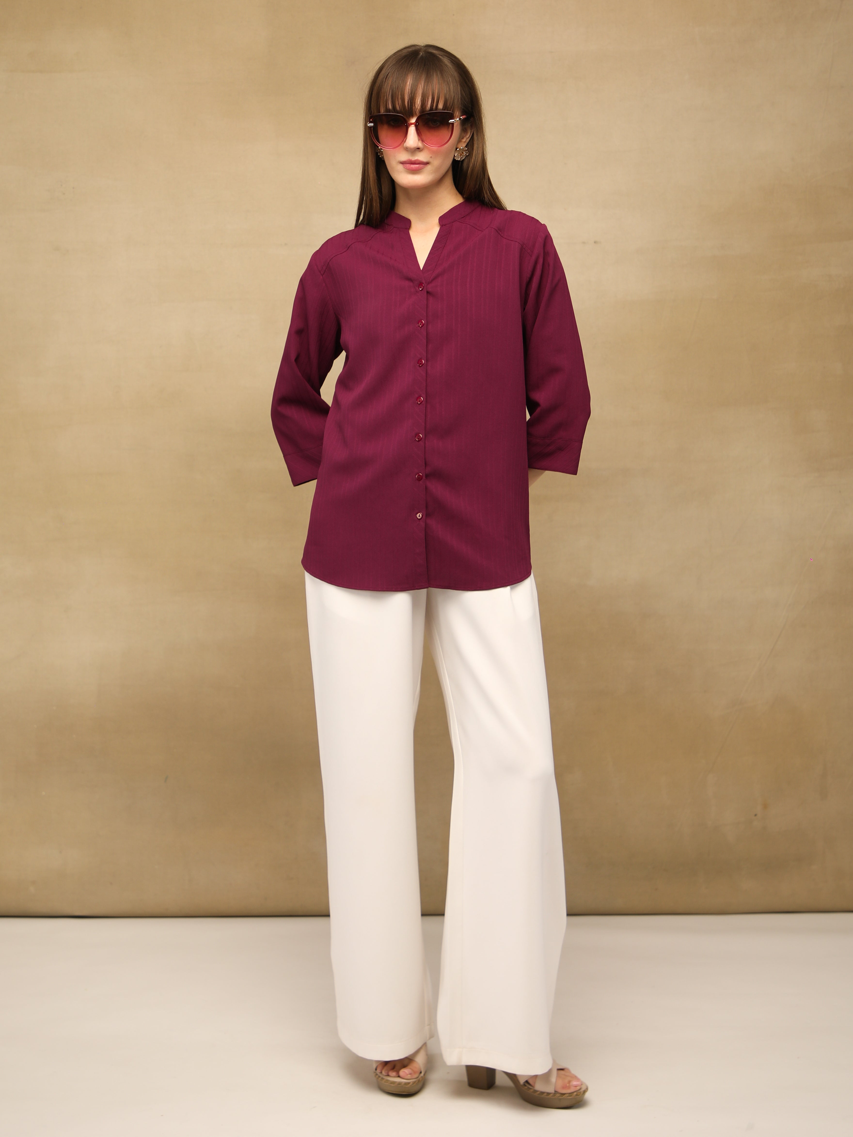 Textured Stripe Maroon Shirt