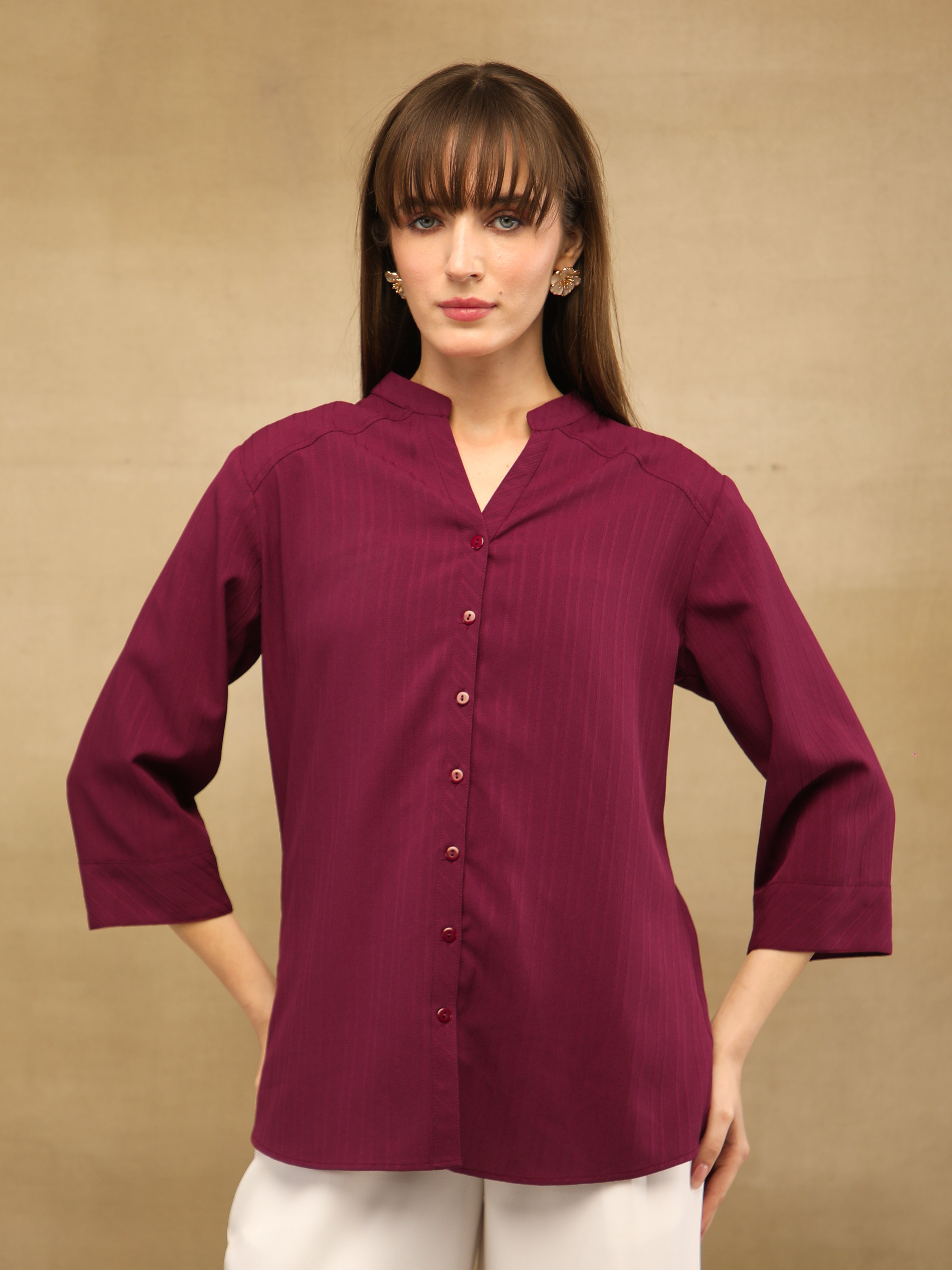 Textured Stripe Maroon Shirt