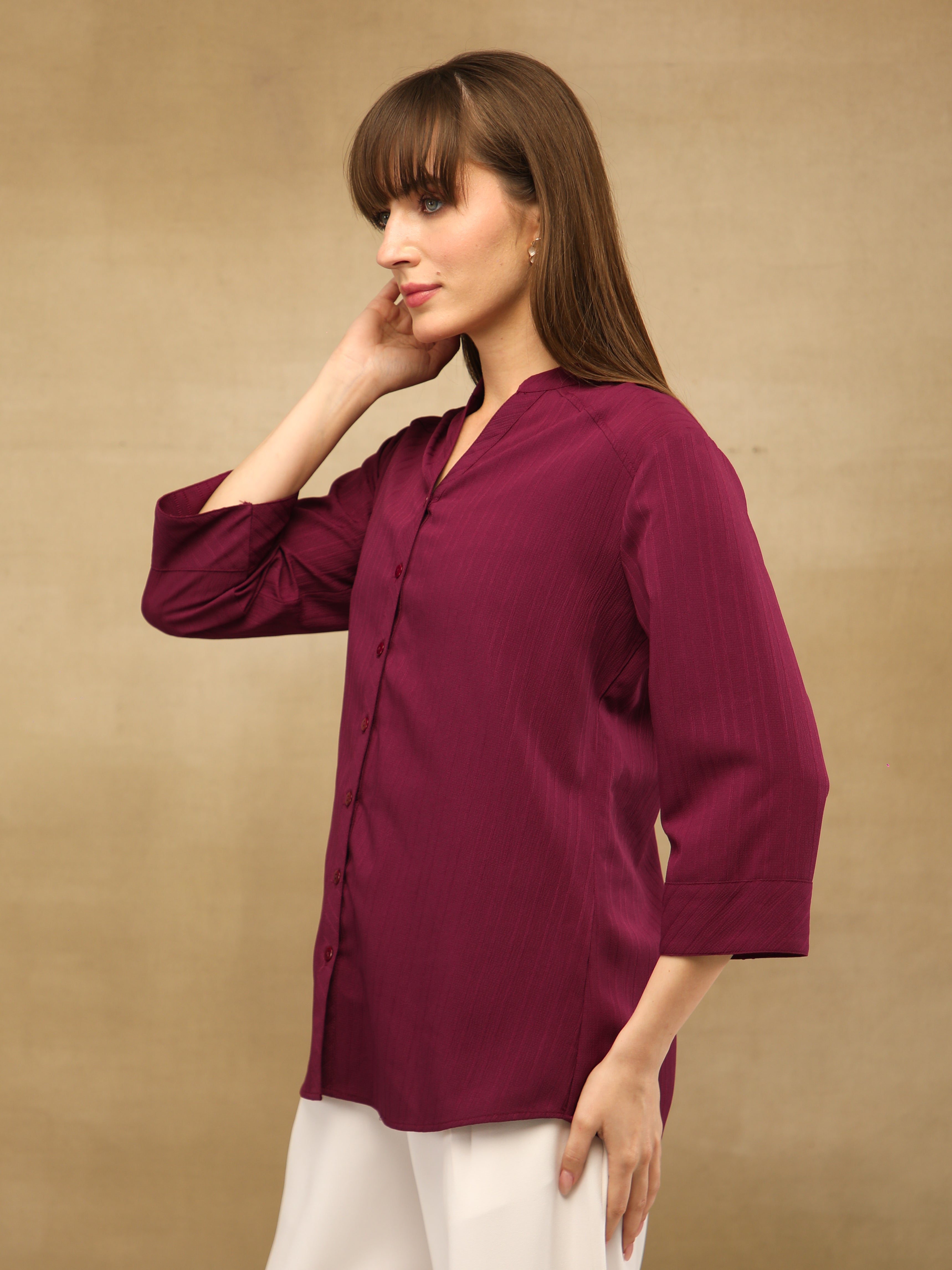Textured Stripe Maroon Shirt