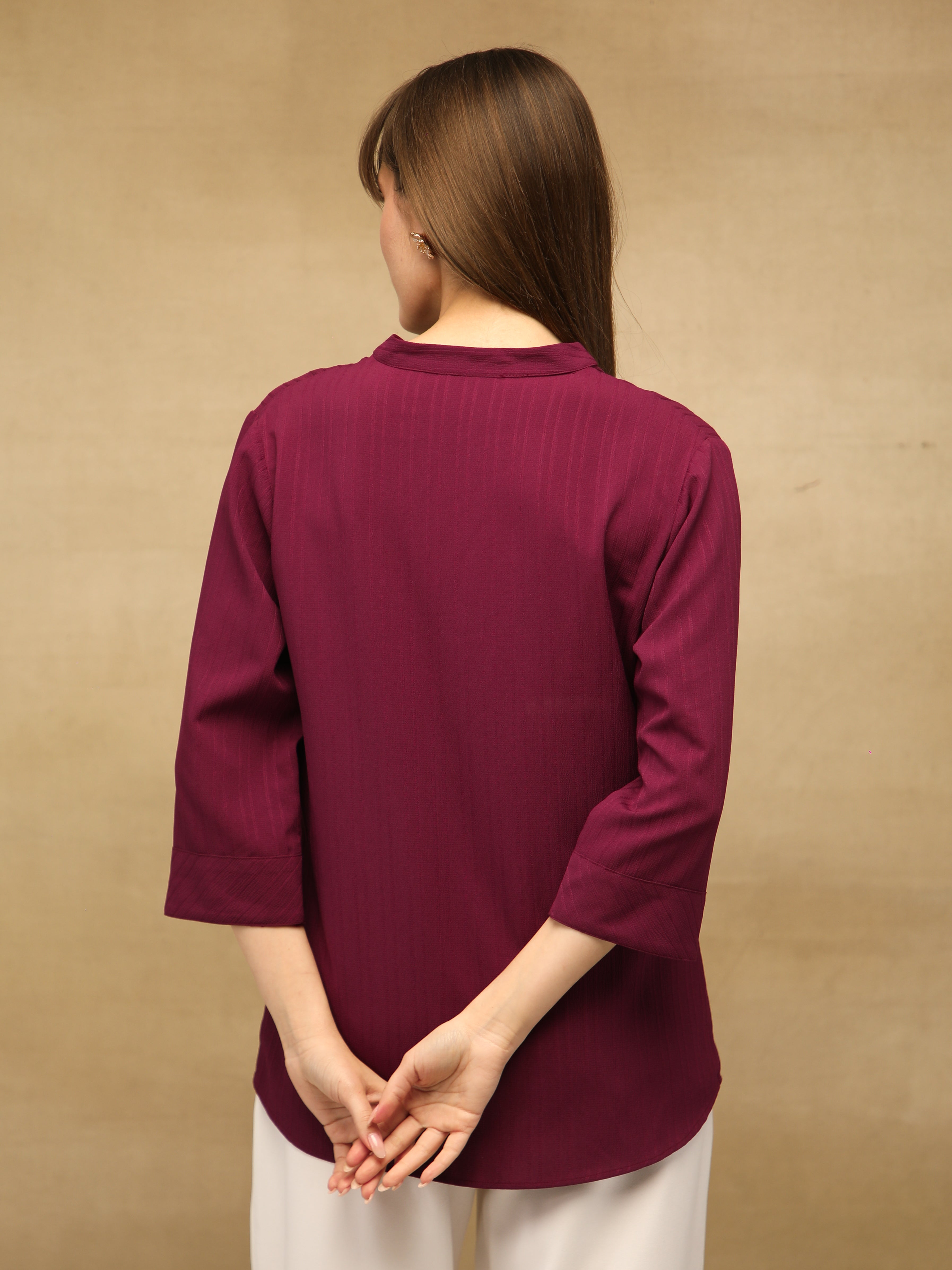 Textured Stripe Maroon Shirt