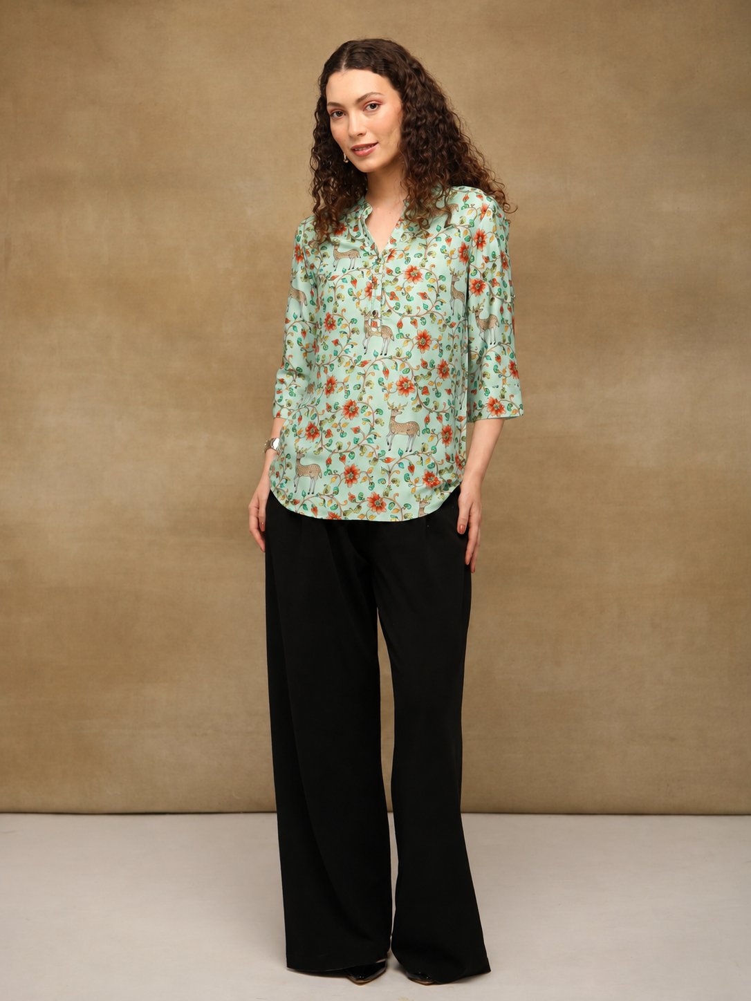 Mint Deer Print Top (Copy)