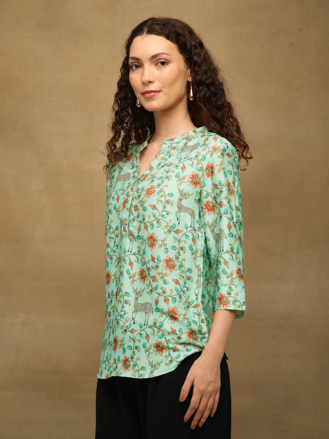 Mint Deer Print Top (Copy)
